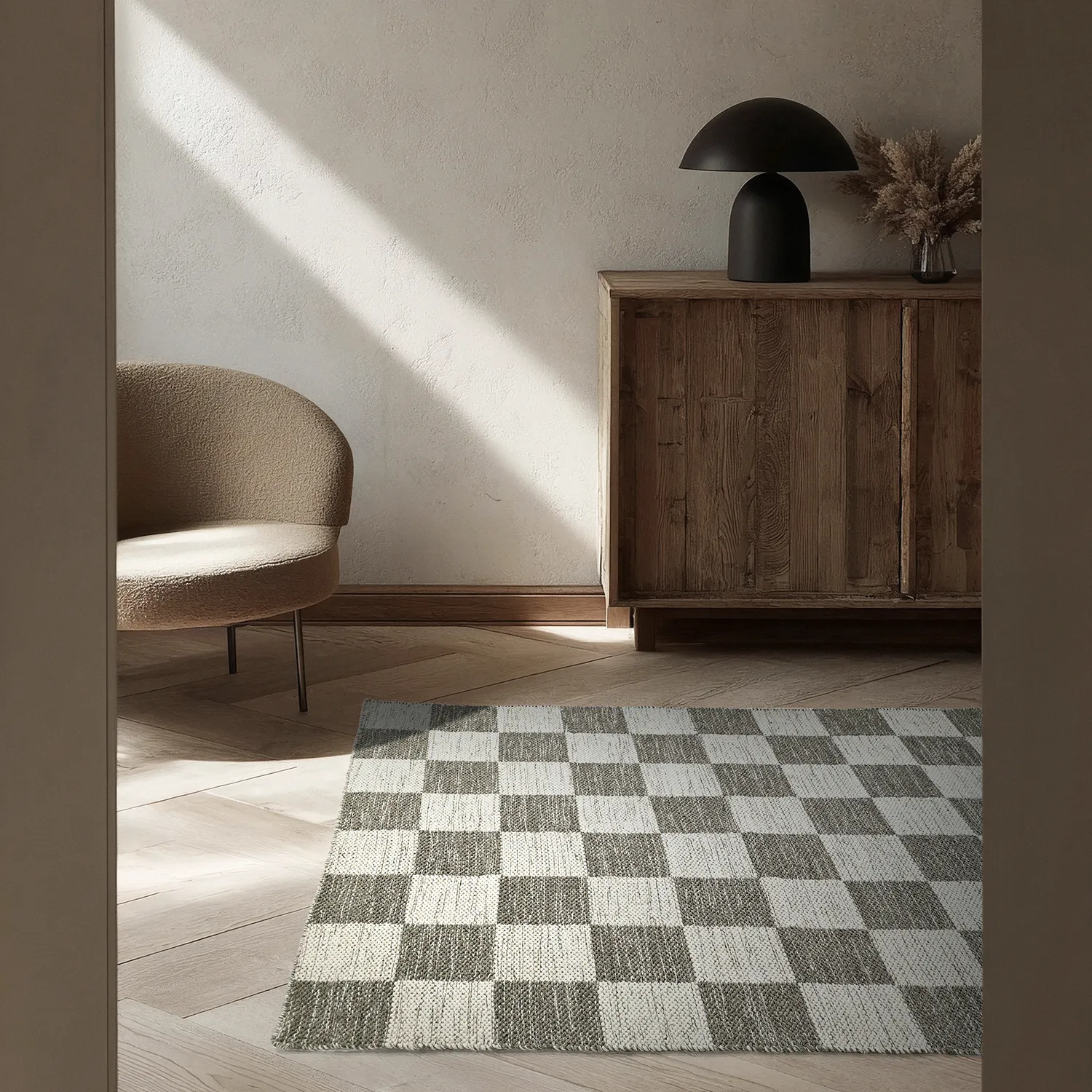 Alfombra de Lana - Dundee (gris/blanco)