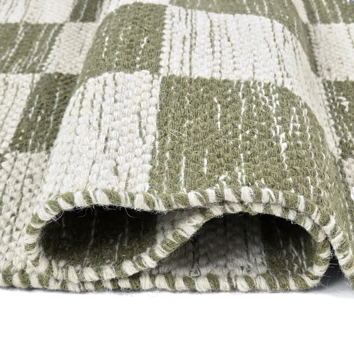 Alfombra de Lana - Dundee (verde/blanco)