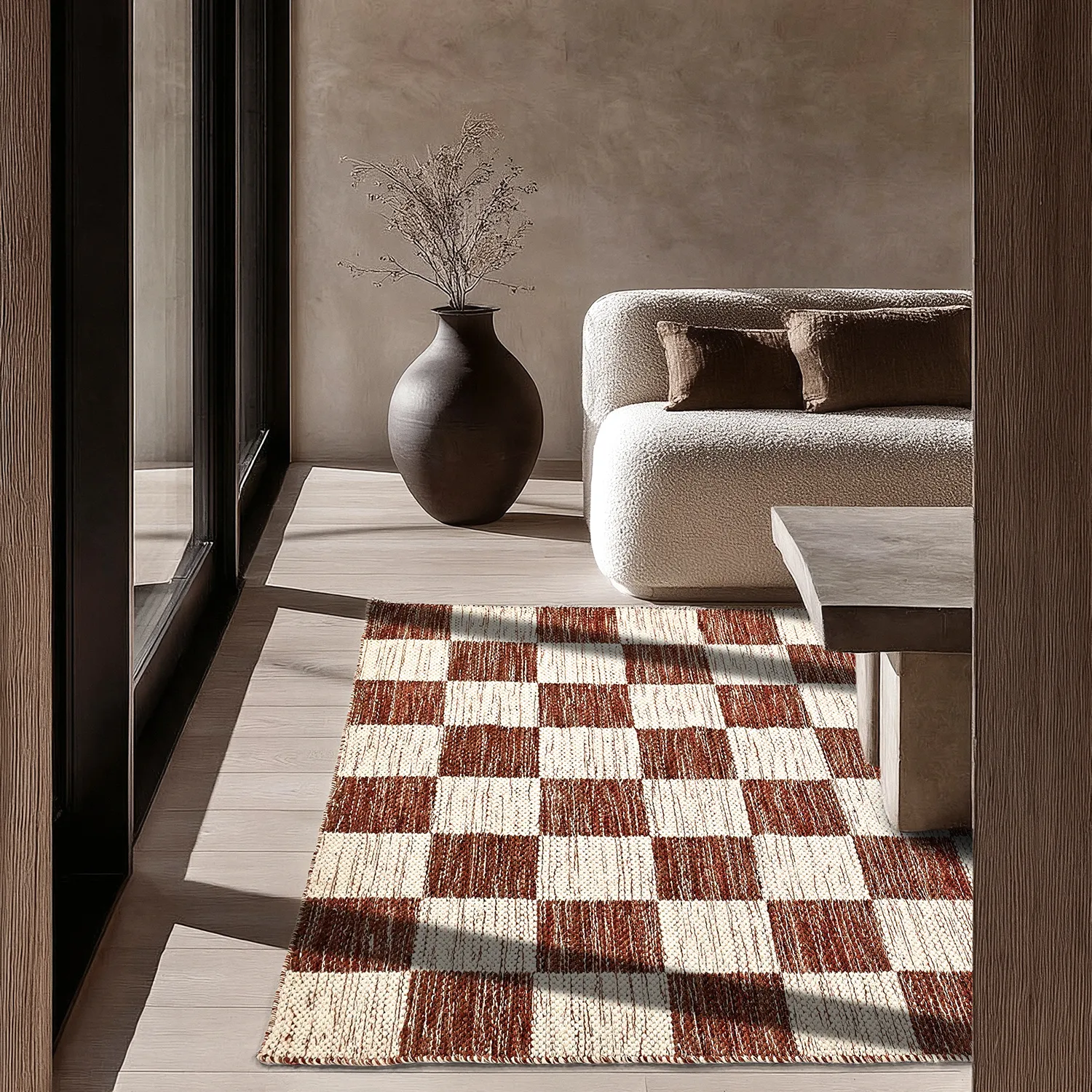 Alfombra de Lana - Dundee (rojo/blanco)