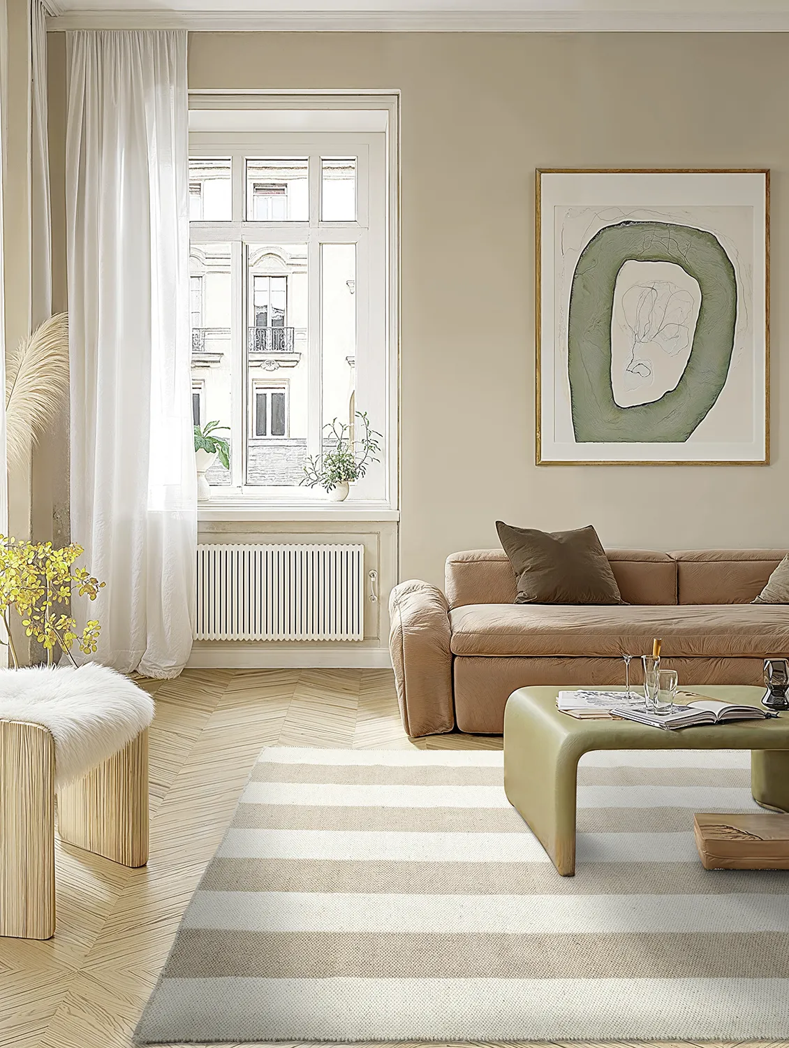 Alfombra de Lana - Garine (blanco roto/beige)