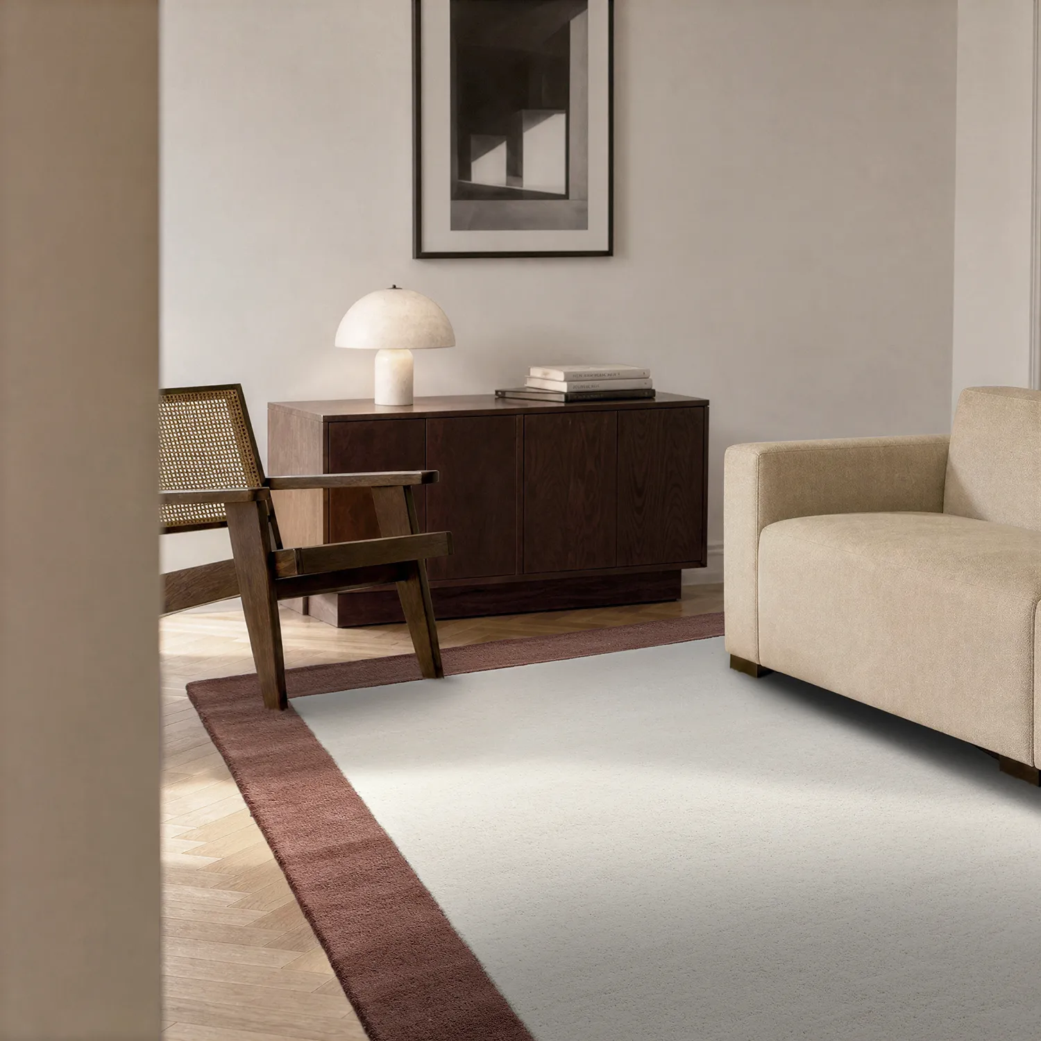 Alfombra de Lana - Gaya Hand Tufted Wool Premium (crema/marrón)