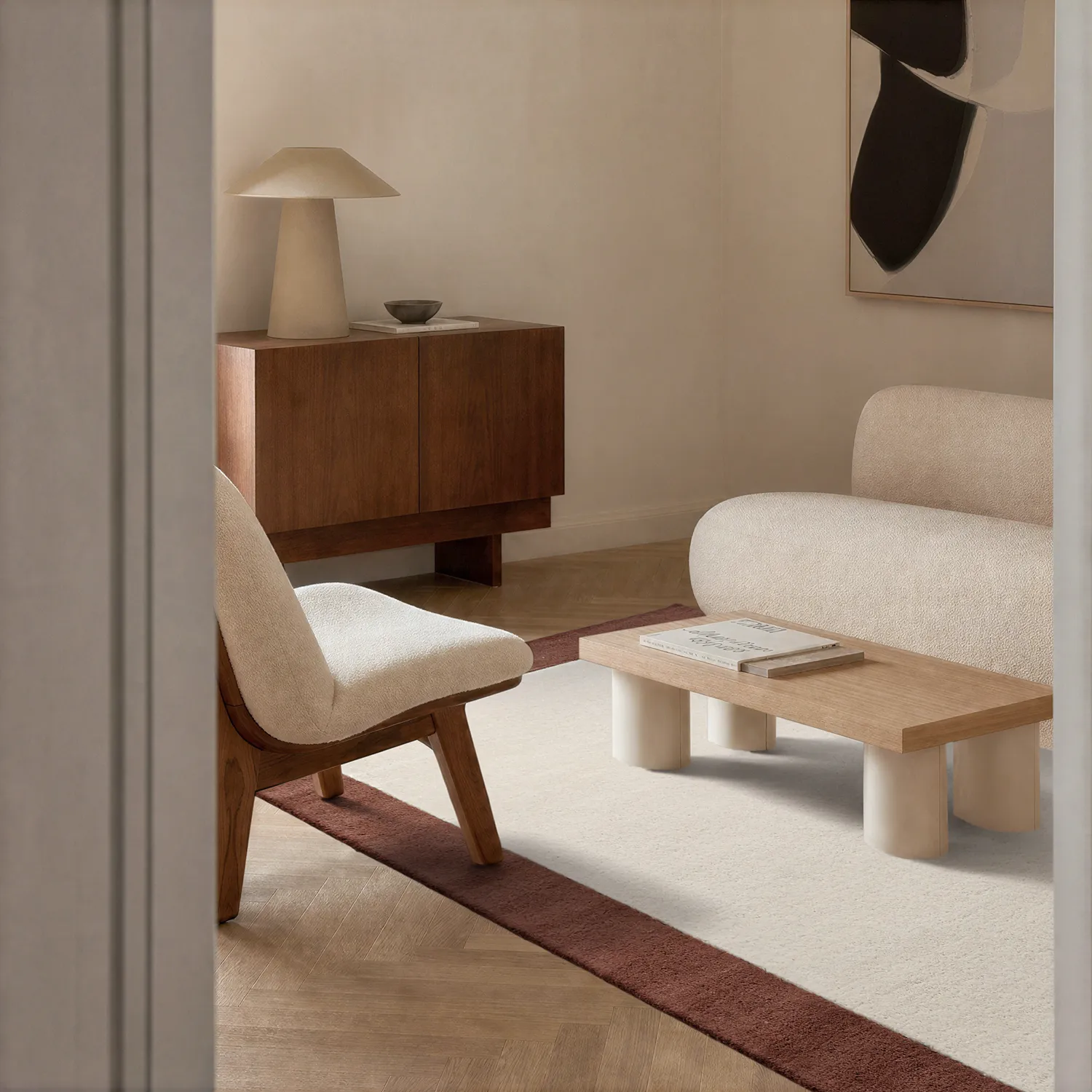 Alfombra de Lana - Gaya Hand Tufted Wool Premium (crema/marrón)