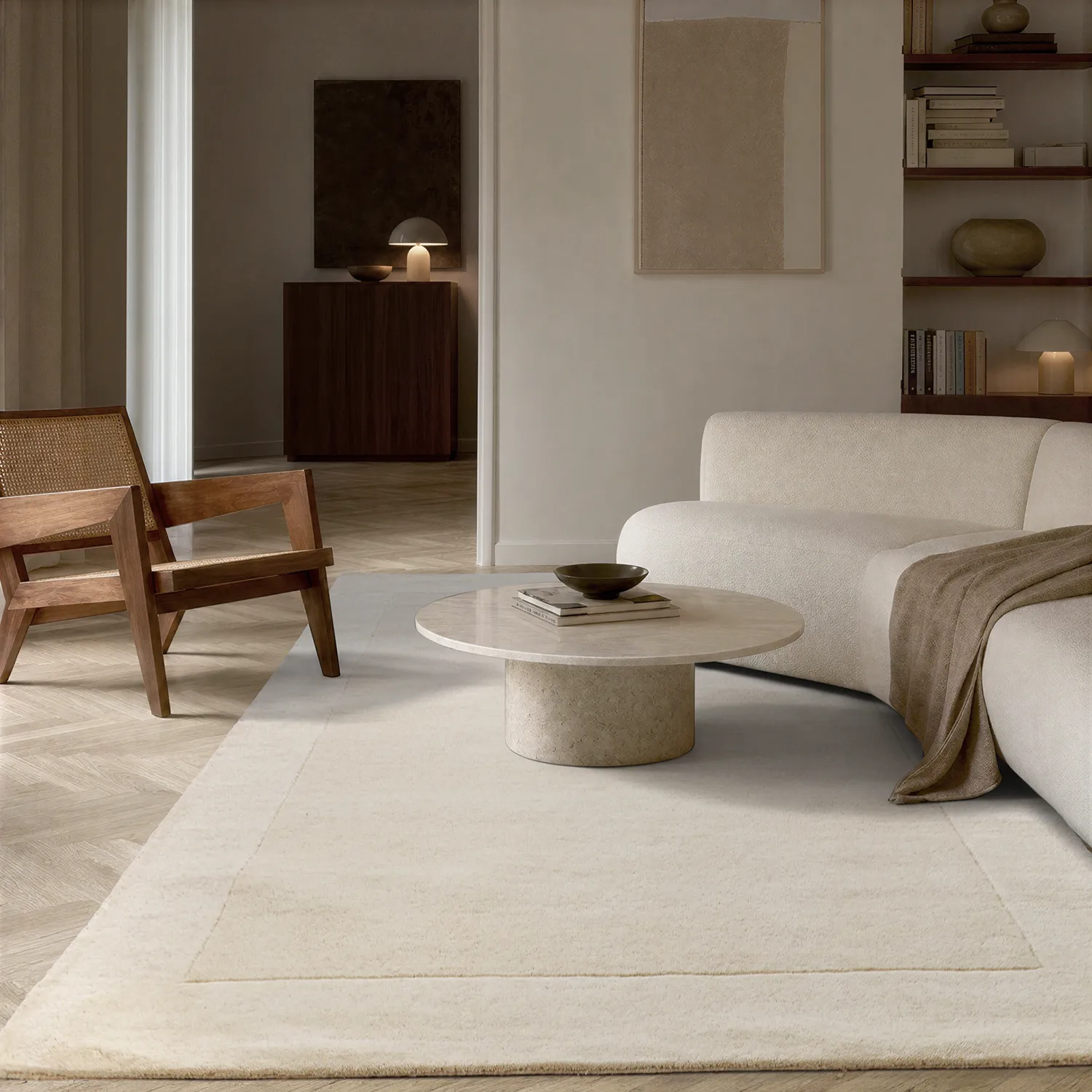 Alfombra de Lana - Gaya Hand Tufted Wool Premium (crema/blanco)