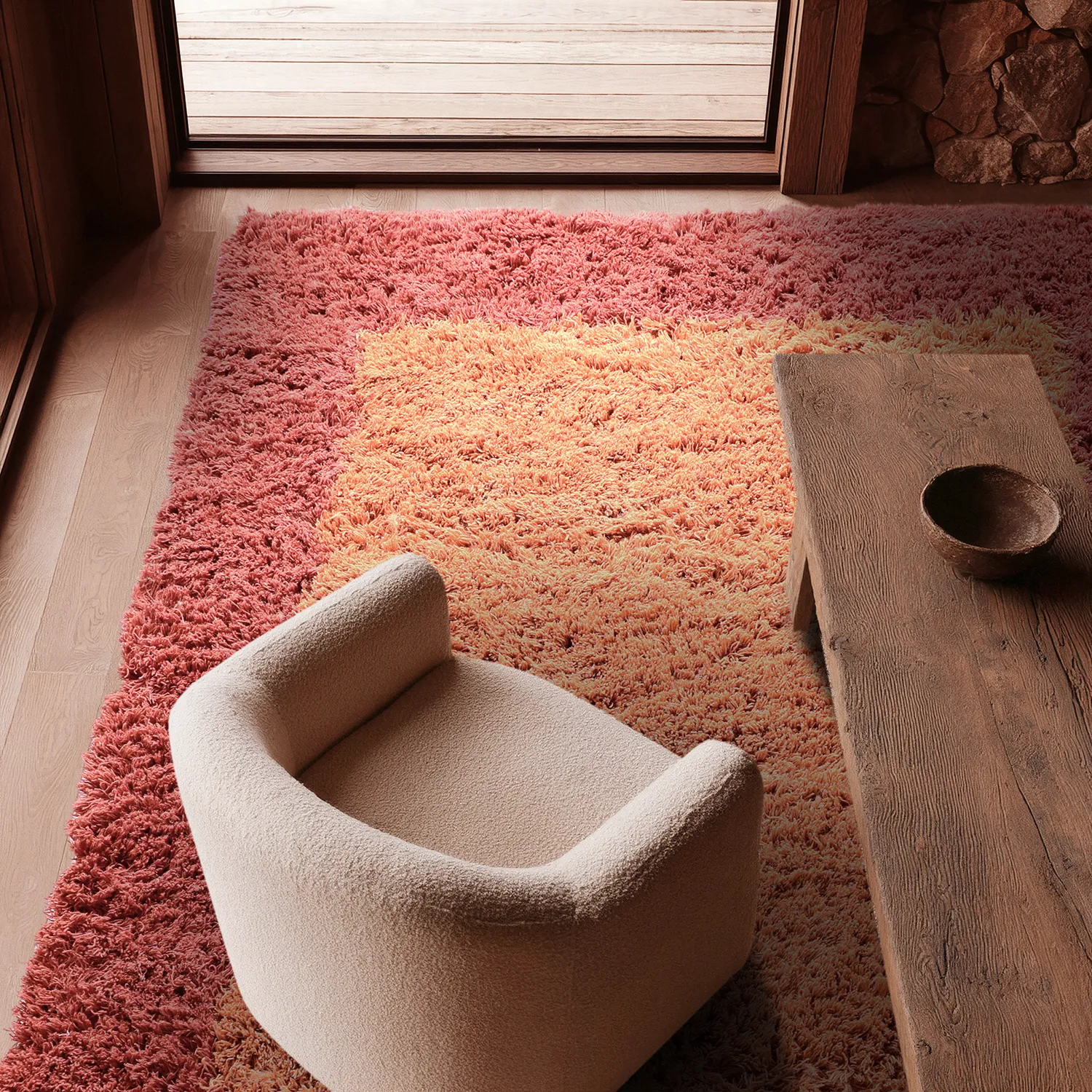 Alfombra de Lana - Khenifra Handknot Wool Premium (naranja/rojo)
