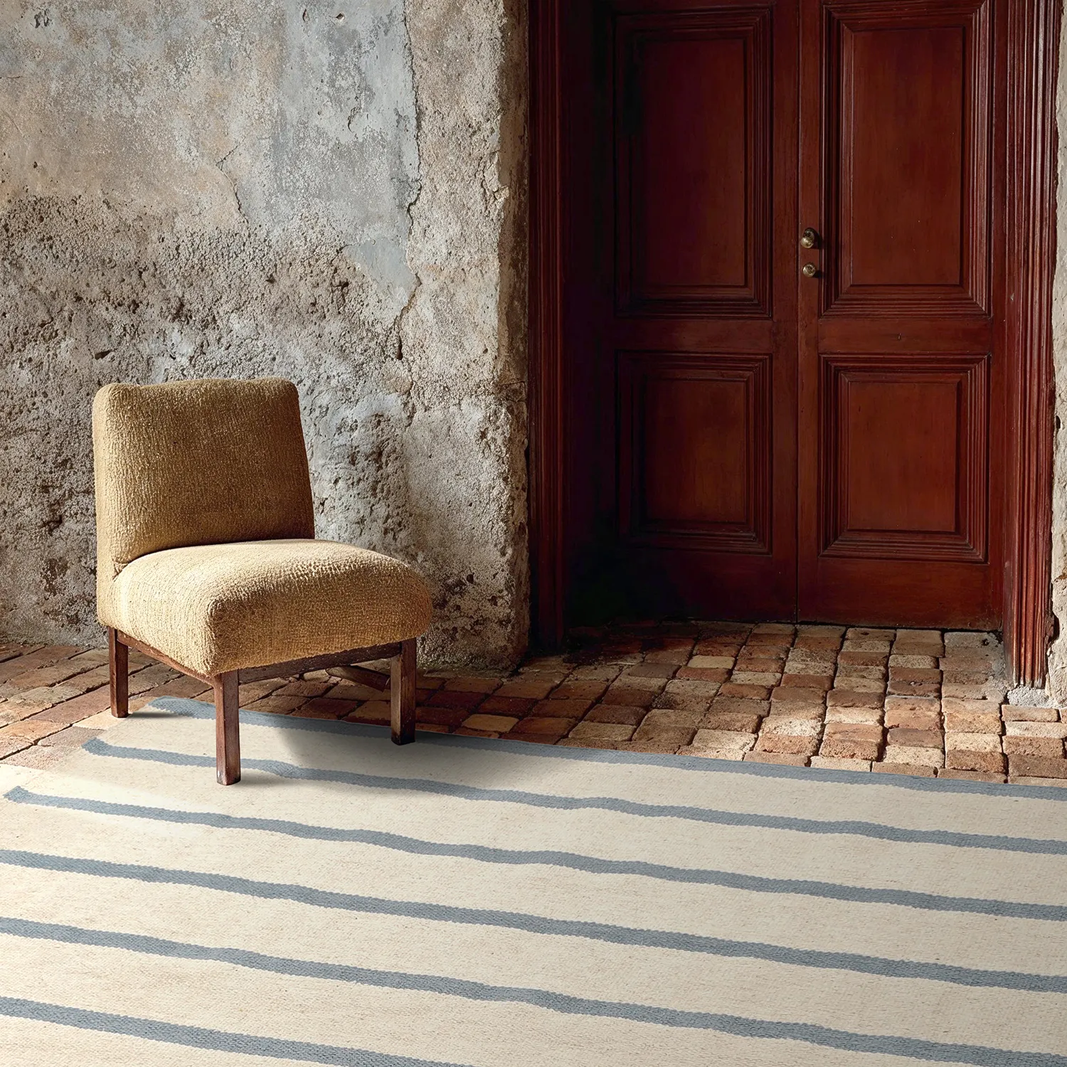 Alfombra de Lana - Luton (denim deslavado/blanco)