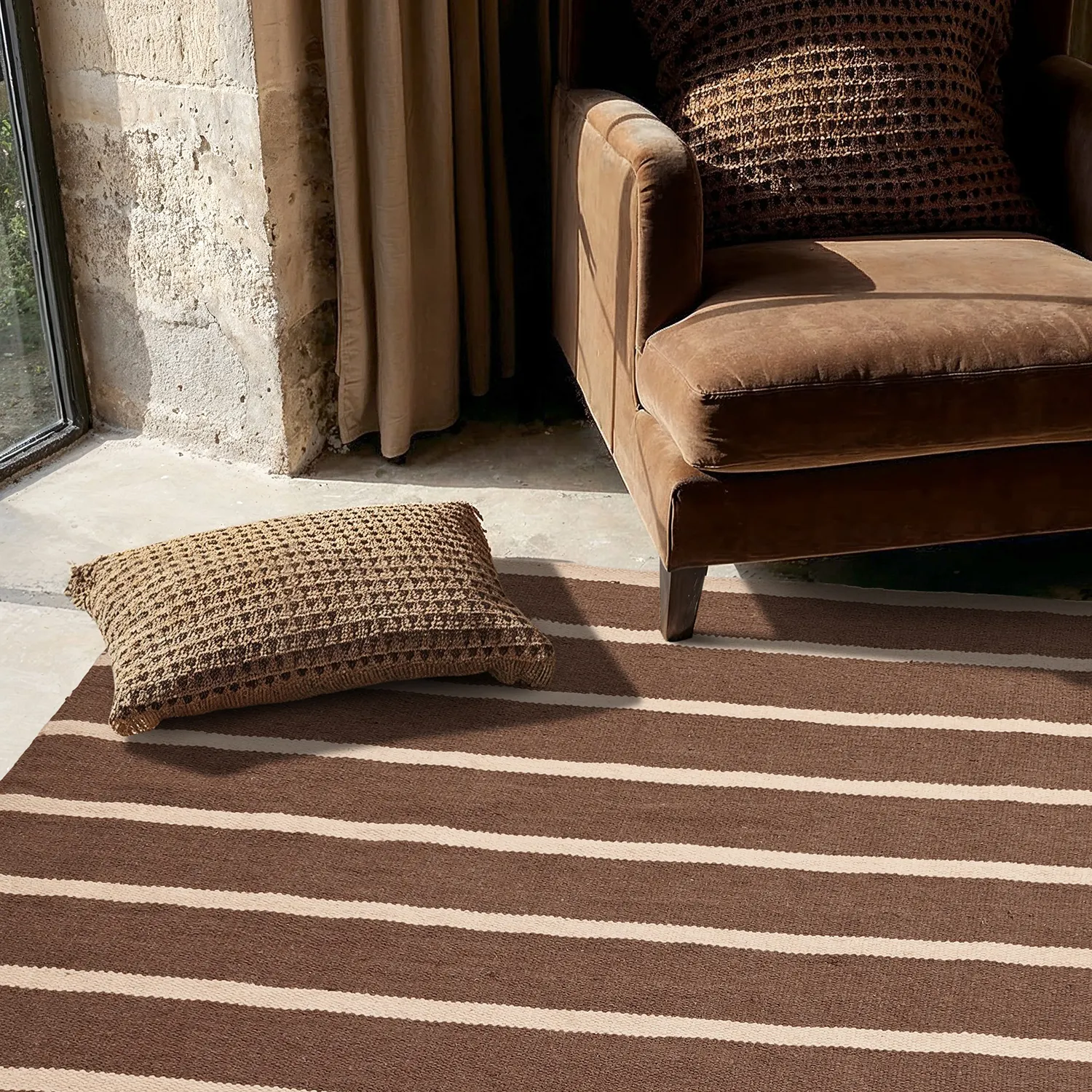 Alfombra de Lana - Luton (natural/taupe oscuro)