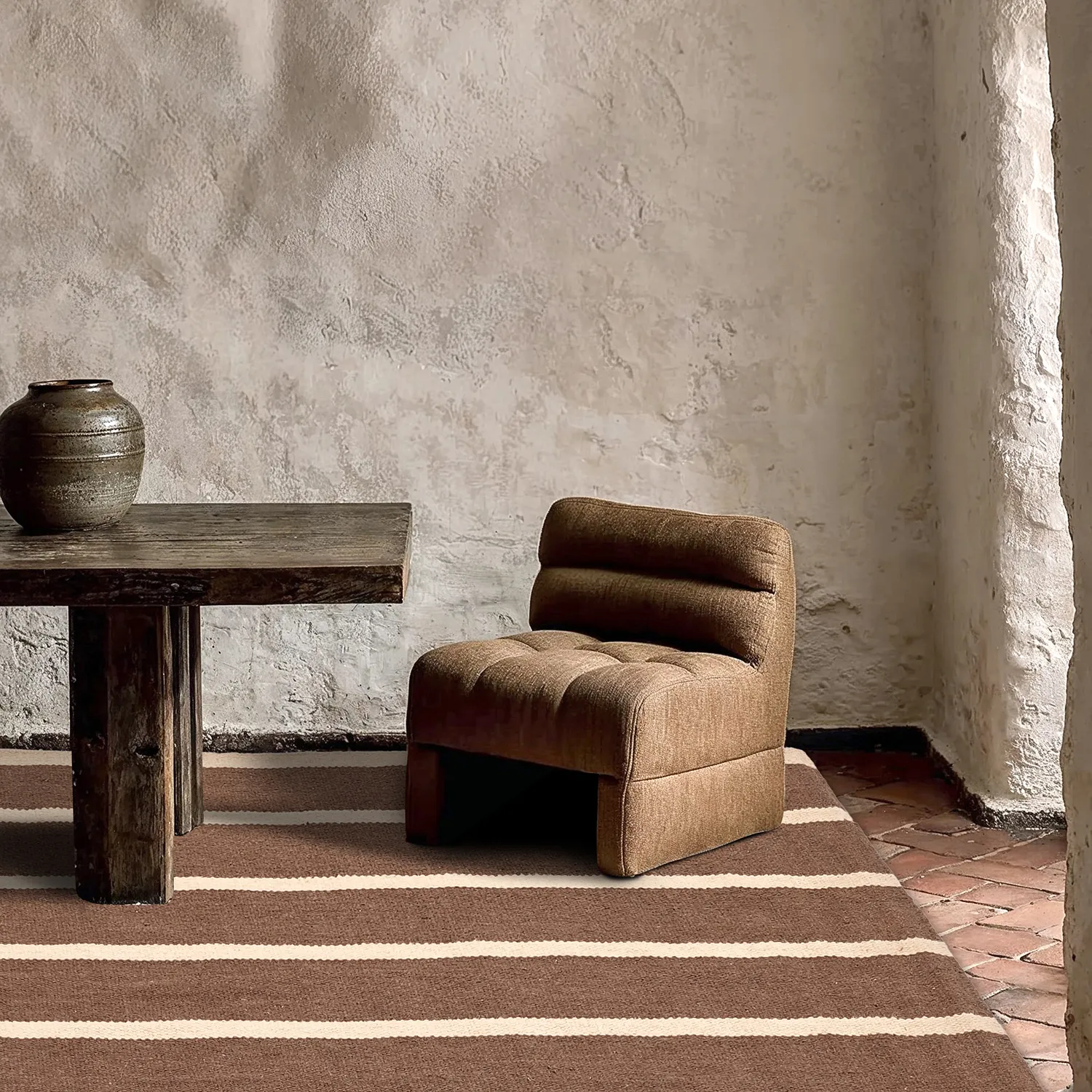 Alfombra de Lana - Luton (natural/taupe oscuro)