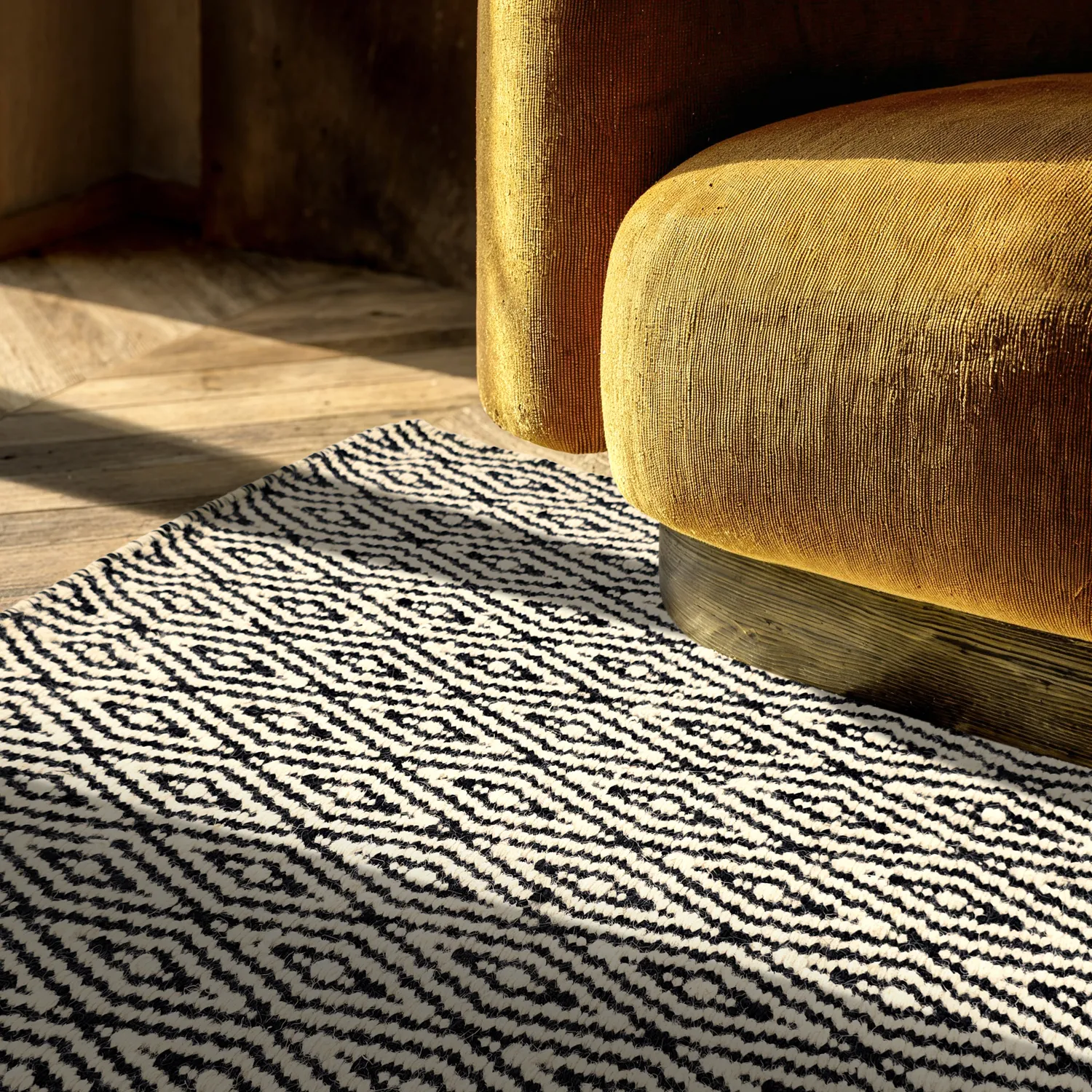 Alfombra de Lana - Monastir (negro/blanco)