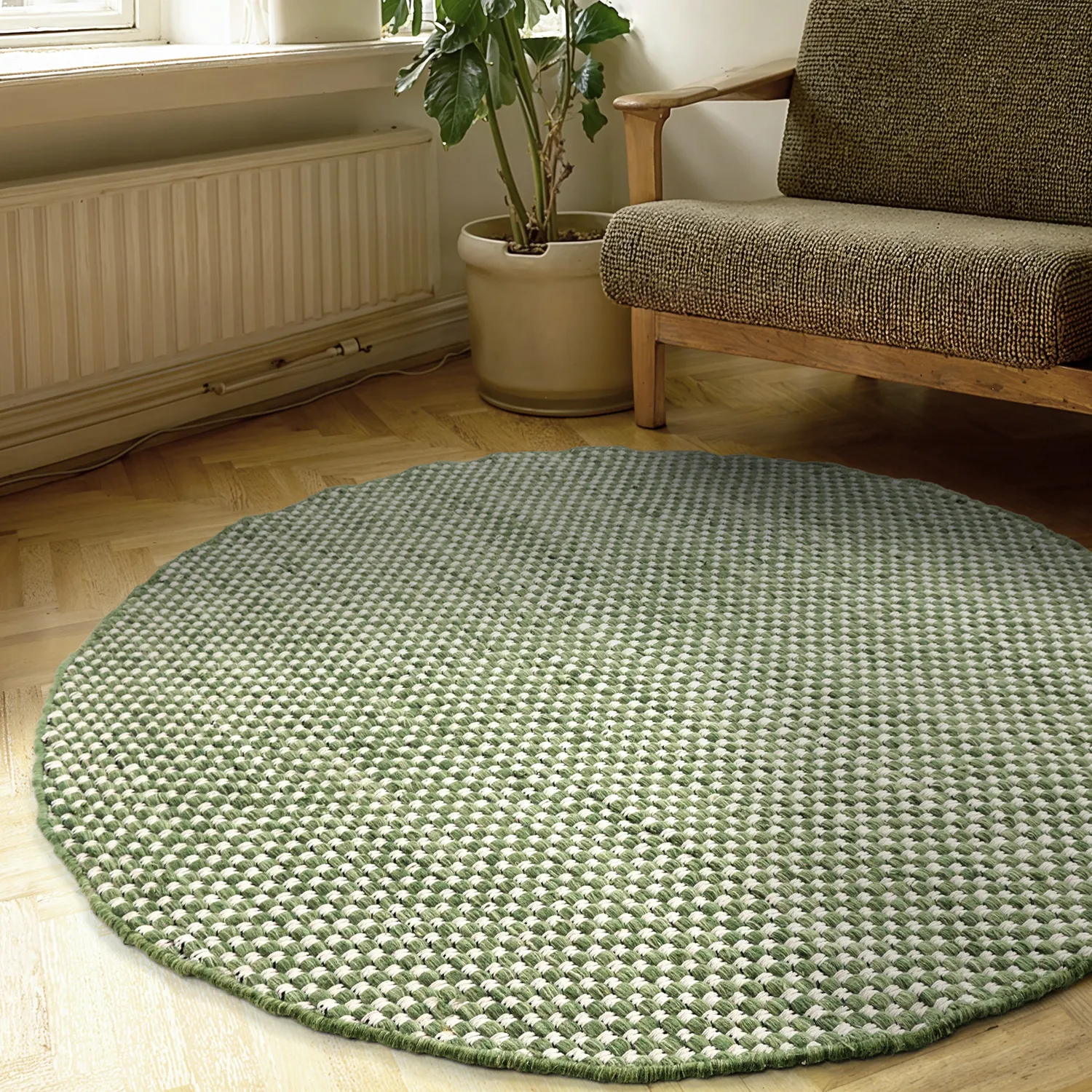 Alfombras redondeadas - Ovelia (verde/blanco)