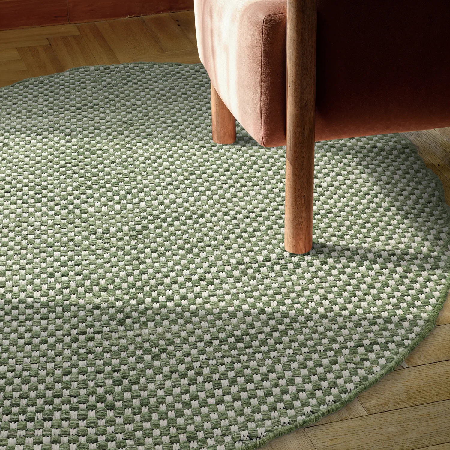 Alfombras redondeadas - Ovelia (verde/blanco)