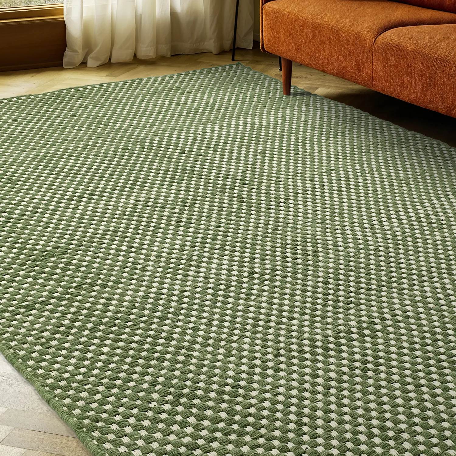 Alfombra de Lana - Ovelia (verde/blanco)