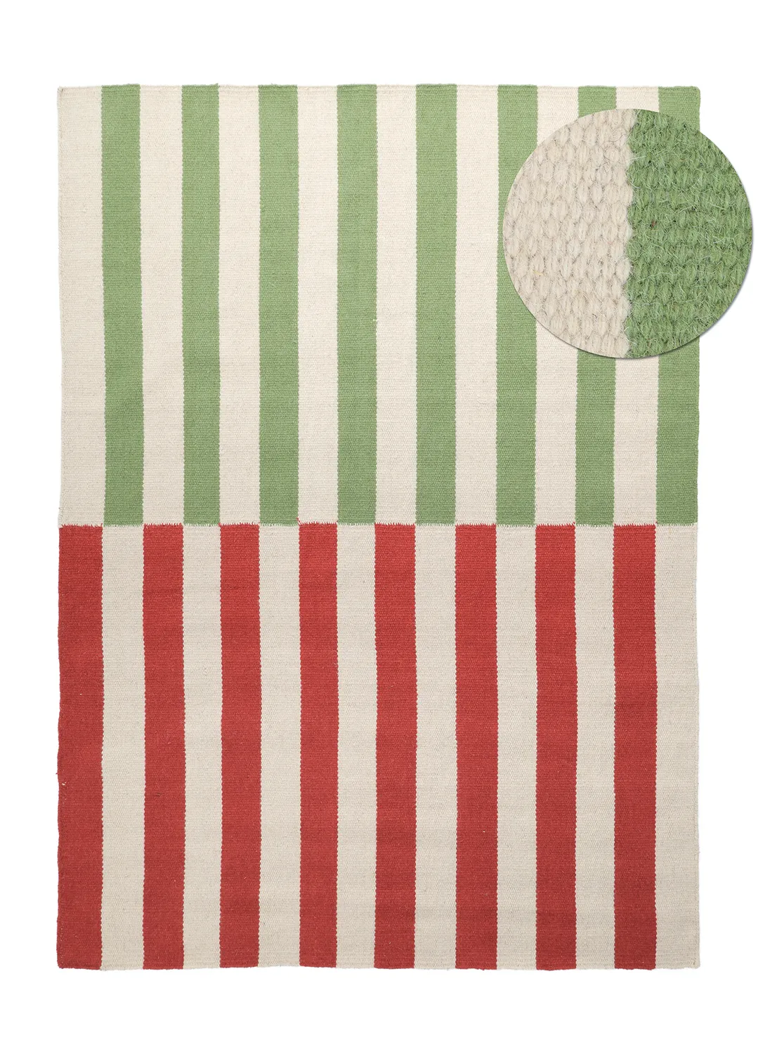 Alfombra de Lana - Peniche (crema/verde/rojo)