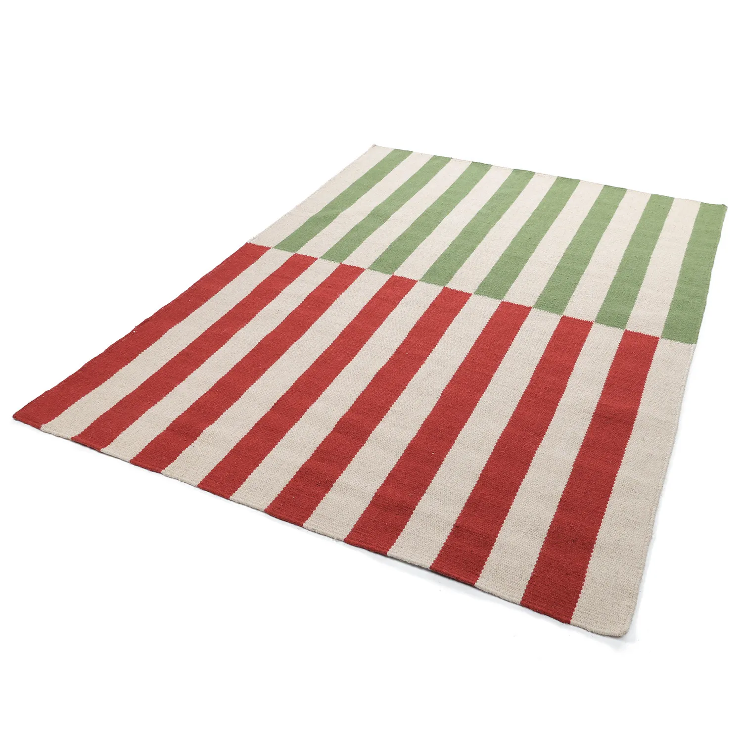 Alfombra de Lana - Peniche (crema/verde/rojo)