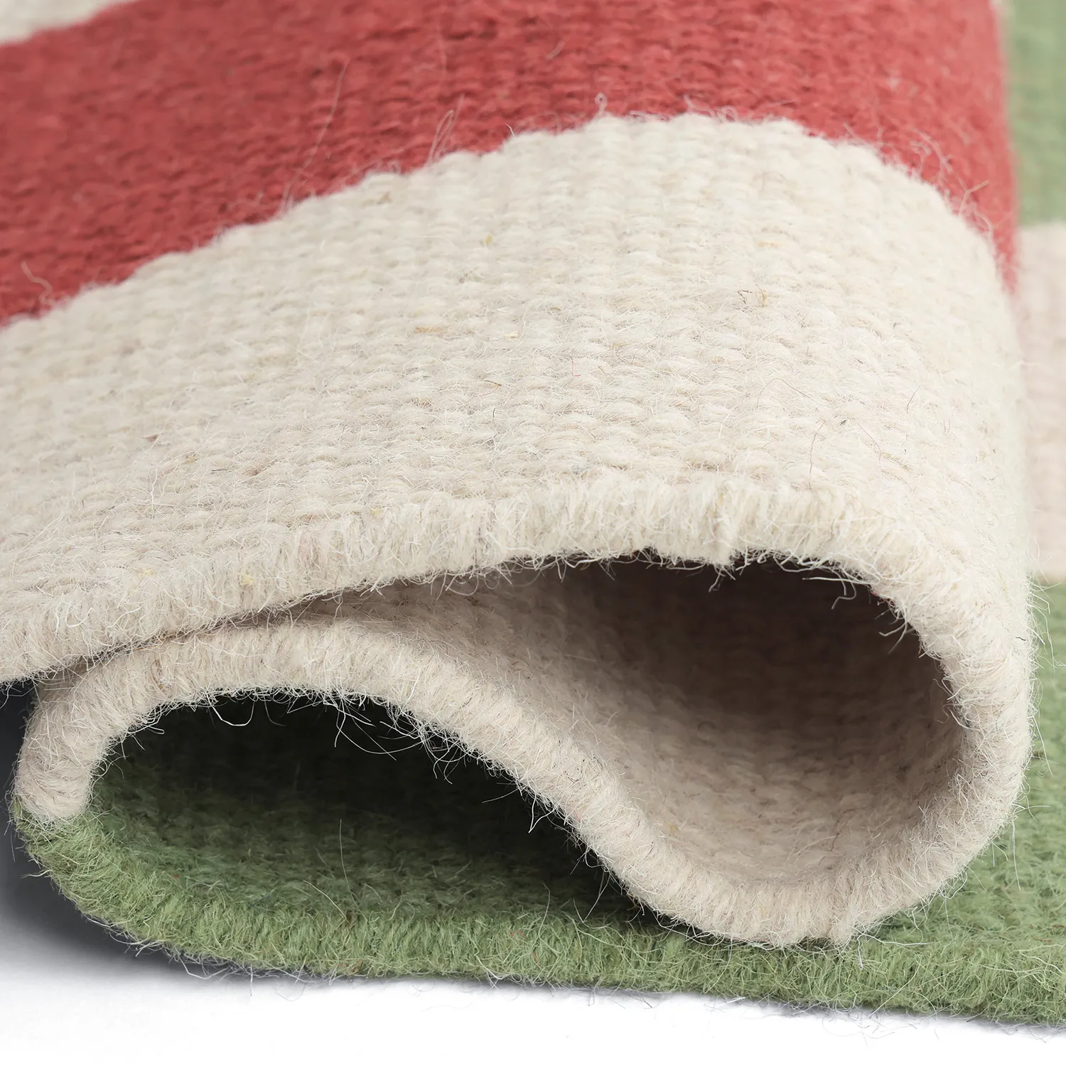 Alfombra de Lana - Peniche (crema/verde/rojo)