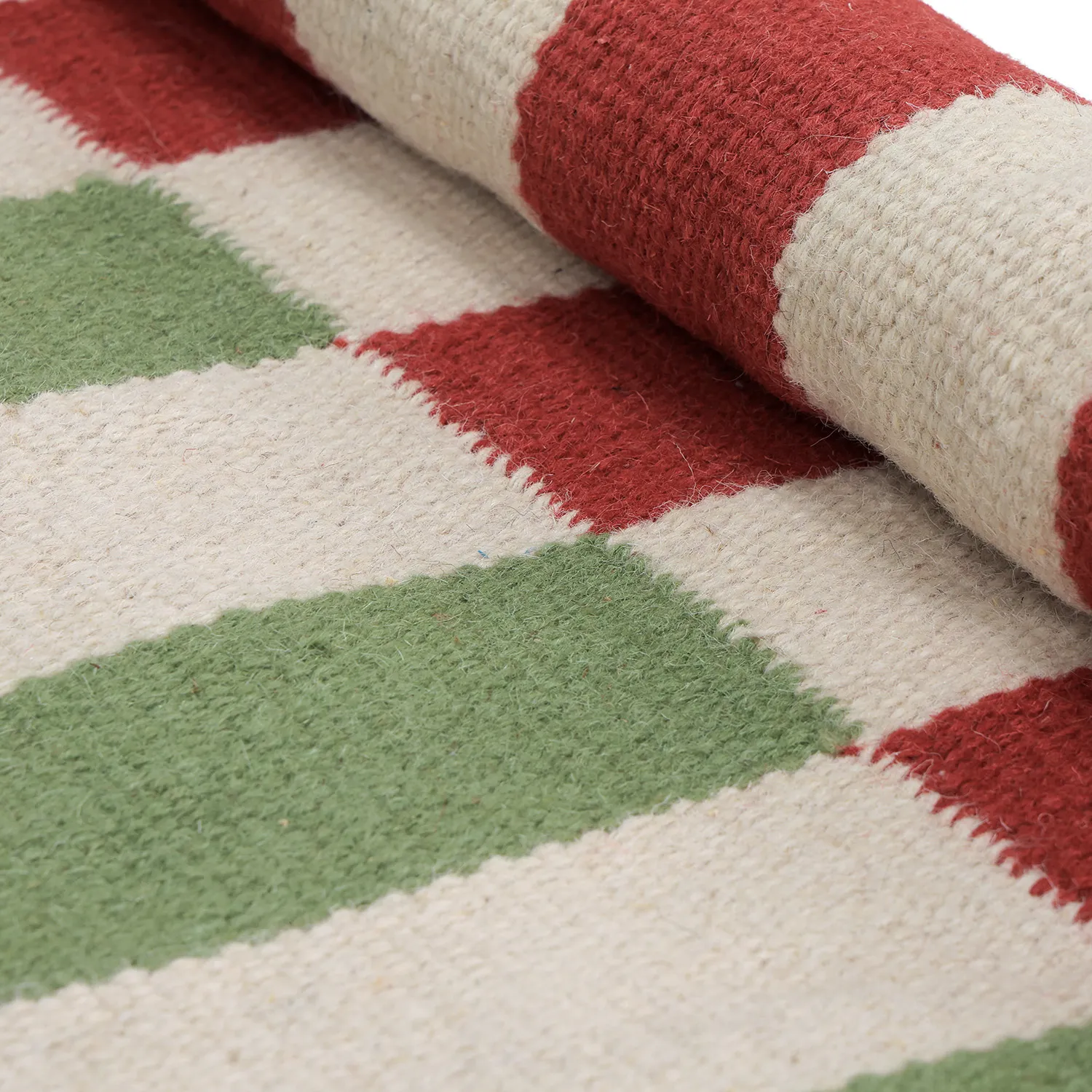 Alfombra de Lana - Peniche (crema/verde/rojo)