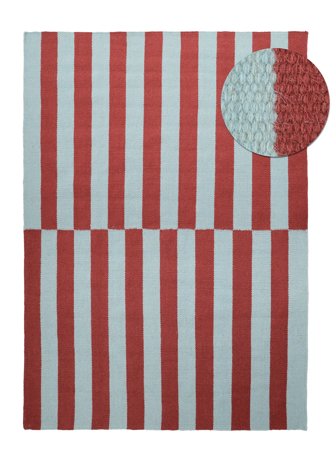 Alfombra de Lana - Peniche (azul claro/rojo)