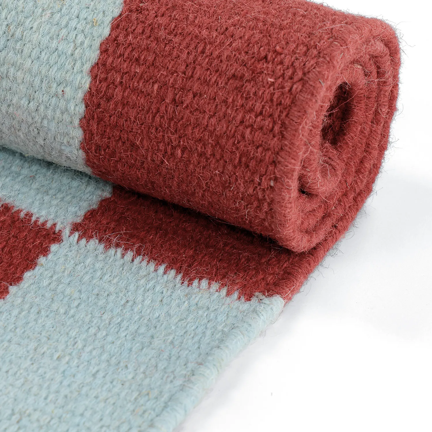 Alfombra de Lana - Peniche (azul claro/rojo)