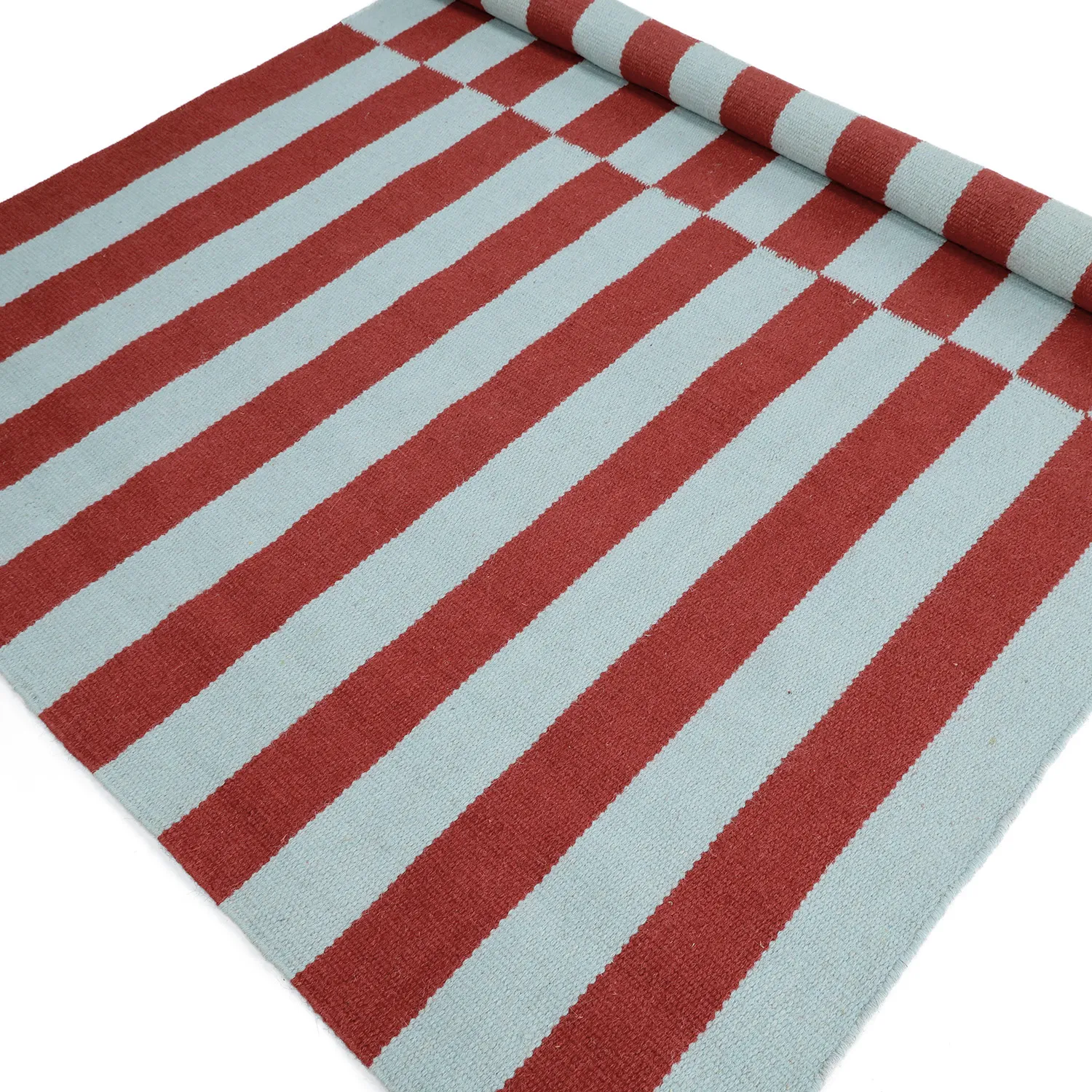 Alfombra de Lana - Peniche (azul claro/rojo)