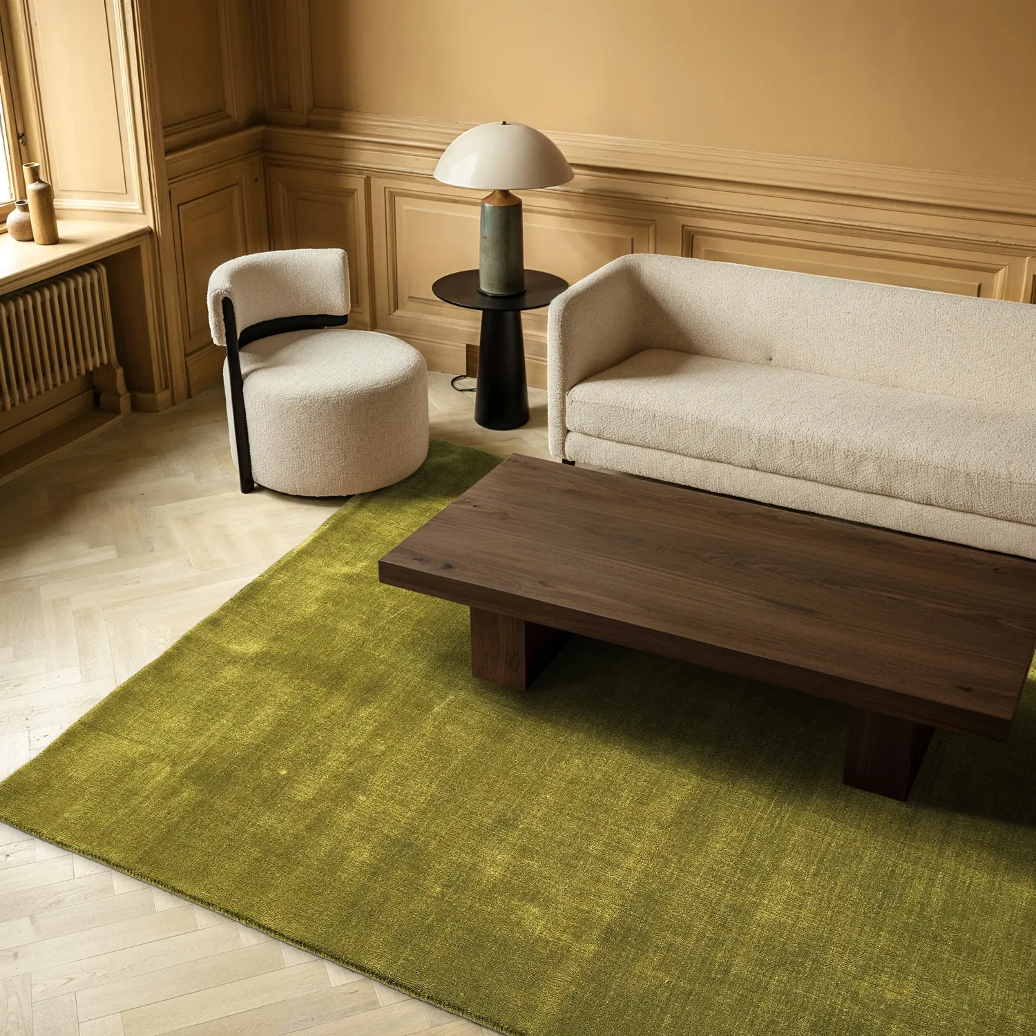 Alfombra de Lana - Rozel Handloom Wool Premium (verde musgo)
