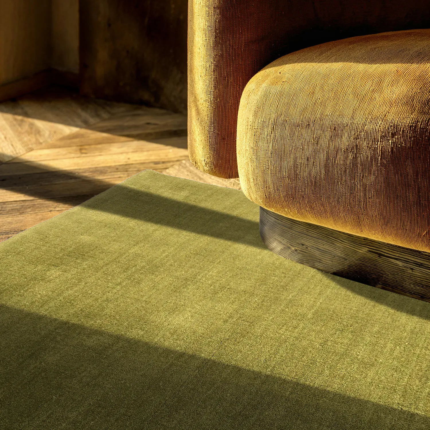Alfombra de Lana - Rozel Handloom Wool Premium (verde musgo)