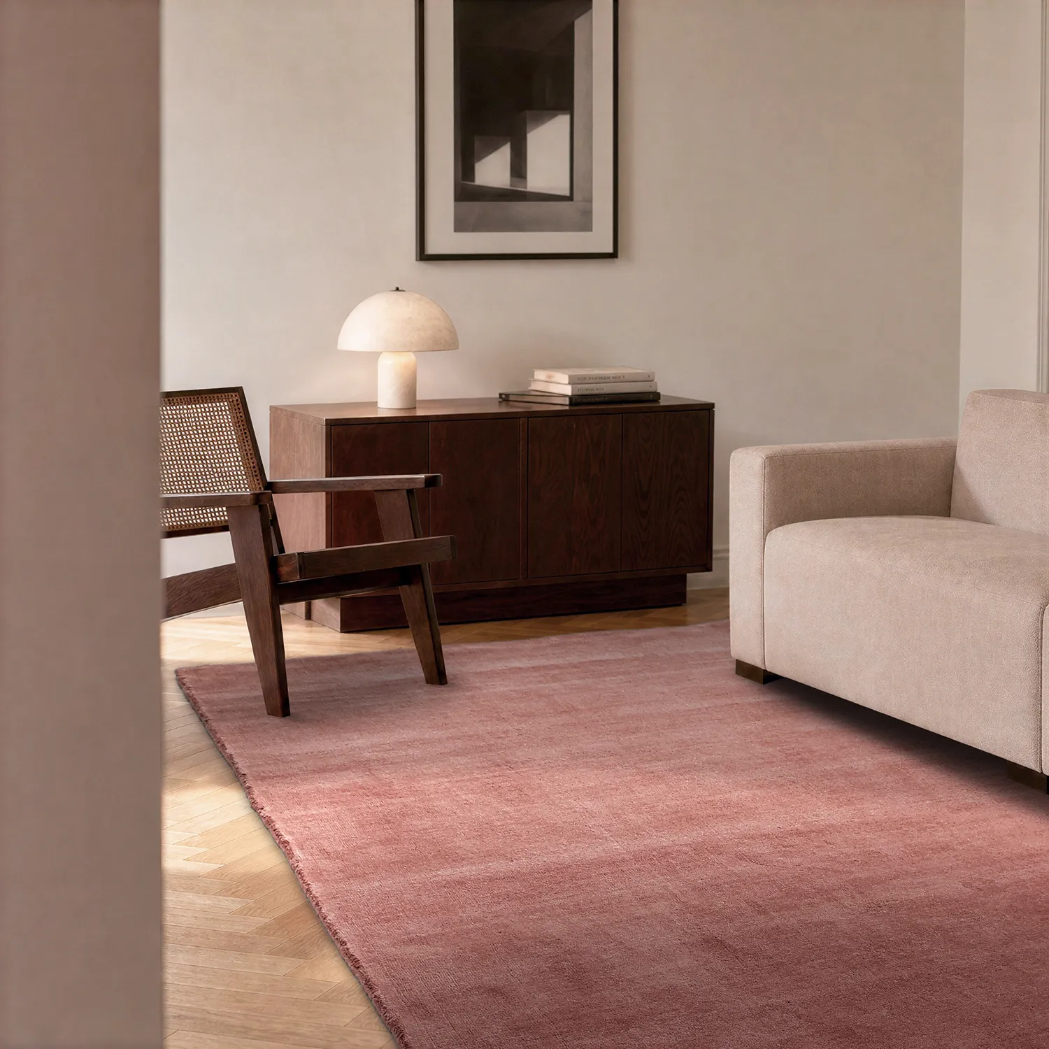 Alfombra de Lana - Rozel Handloom Wool Premium (rojo apagado)