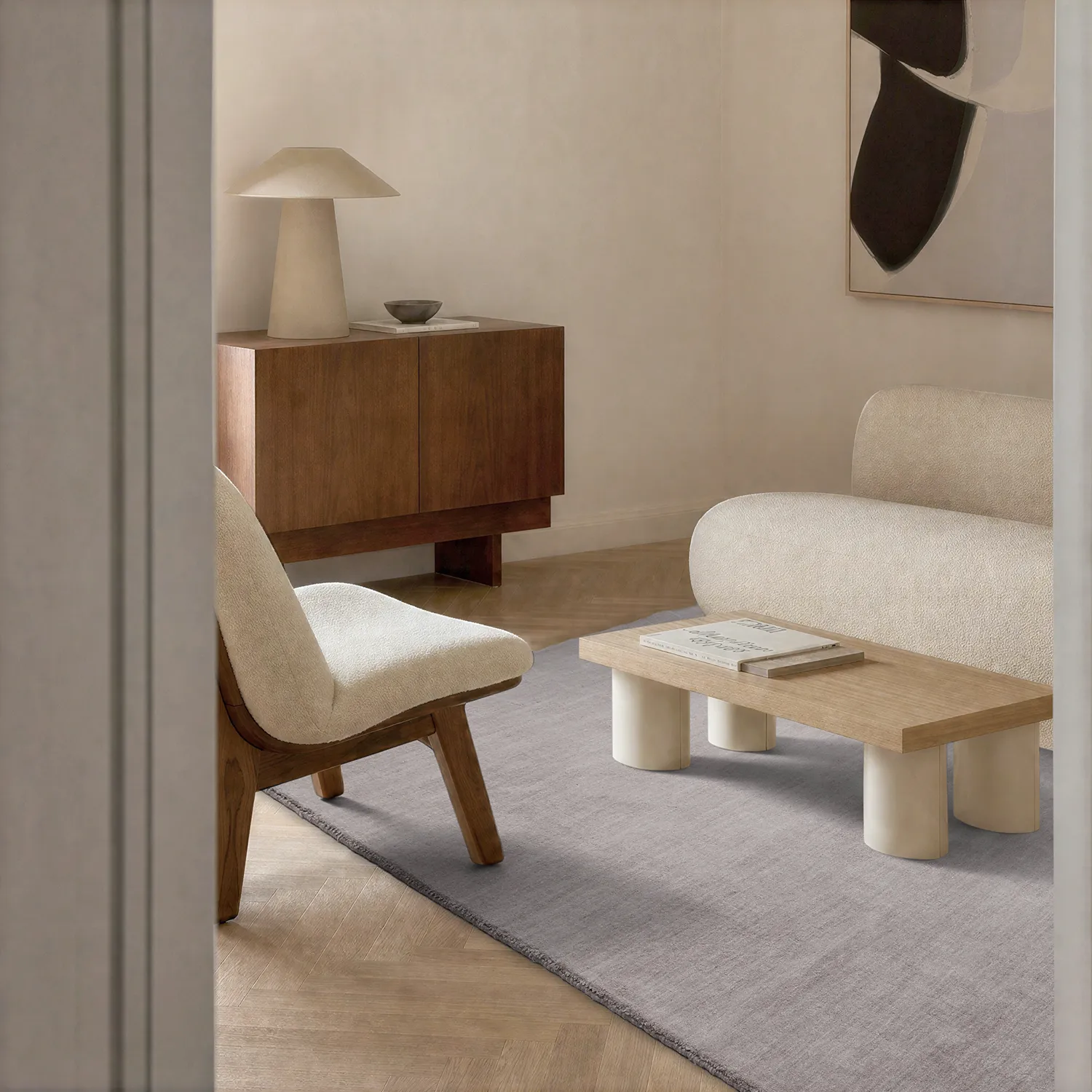 Alfombra de Lana - Rozel Handloom Wool Premium (taupe claro)
