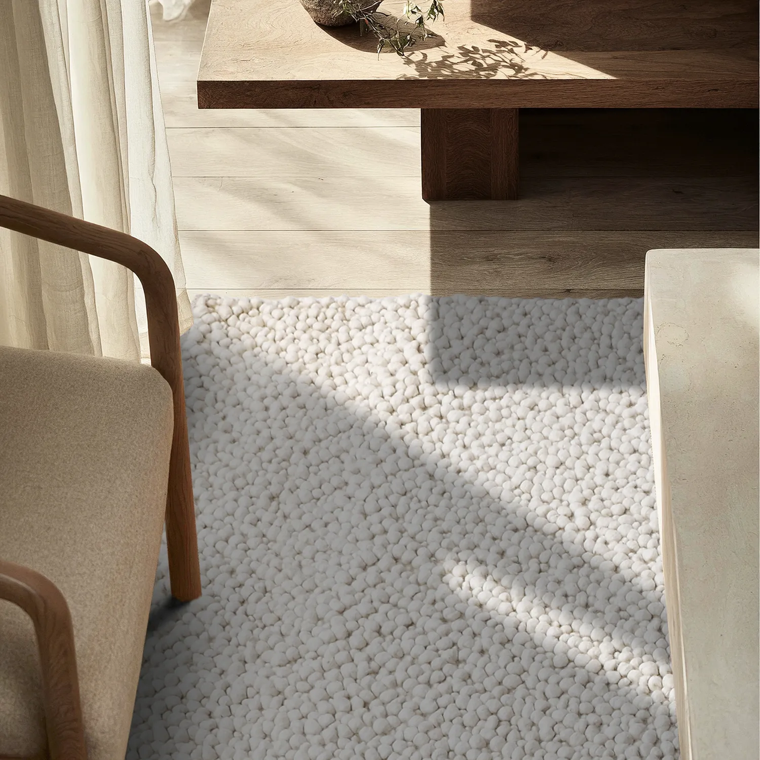Alfombra de Lana - Sala Irregular Wool Bubble (crema)
