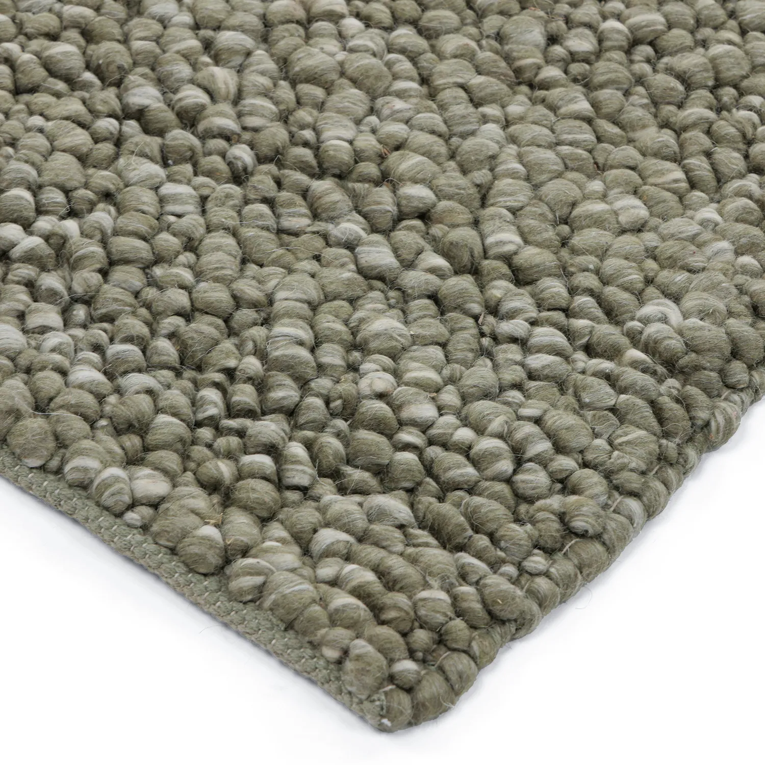 Alfombra de Lana - Sala Irregular Wool Bubble (verde musgo/blanco melange)