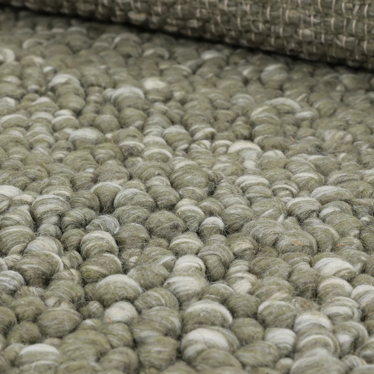Alfombra de Lana - Sala Irregular Wool Bubble (verde musgo/blanco melange)