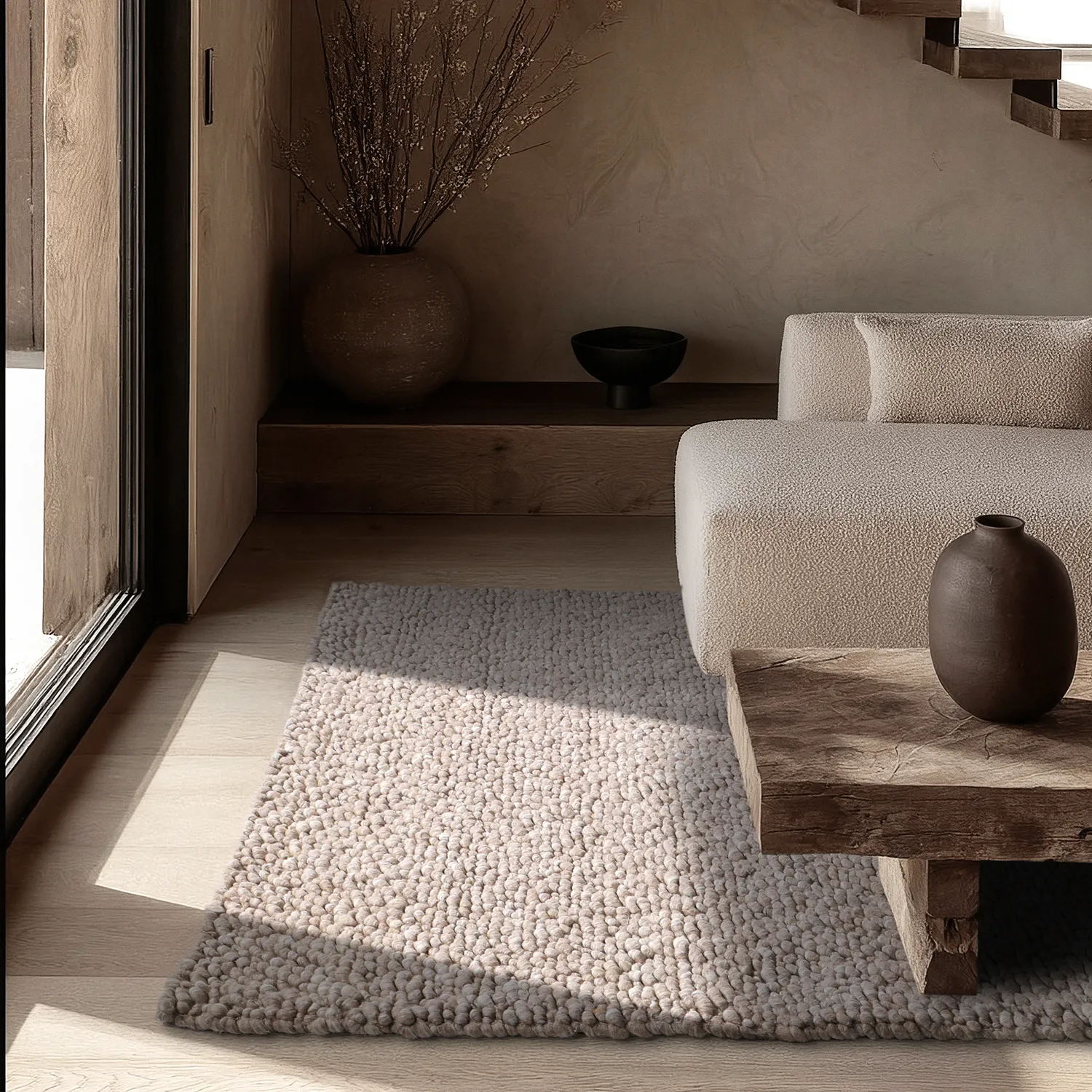 Alfombra de Lana - Sala Irregular Wool Bubble (gris topo/blanco jaspeado)