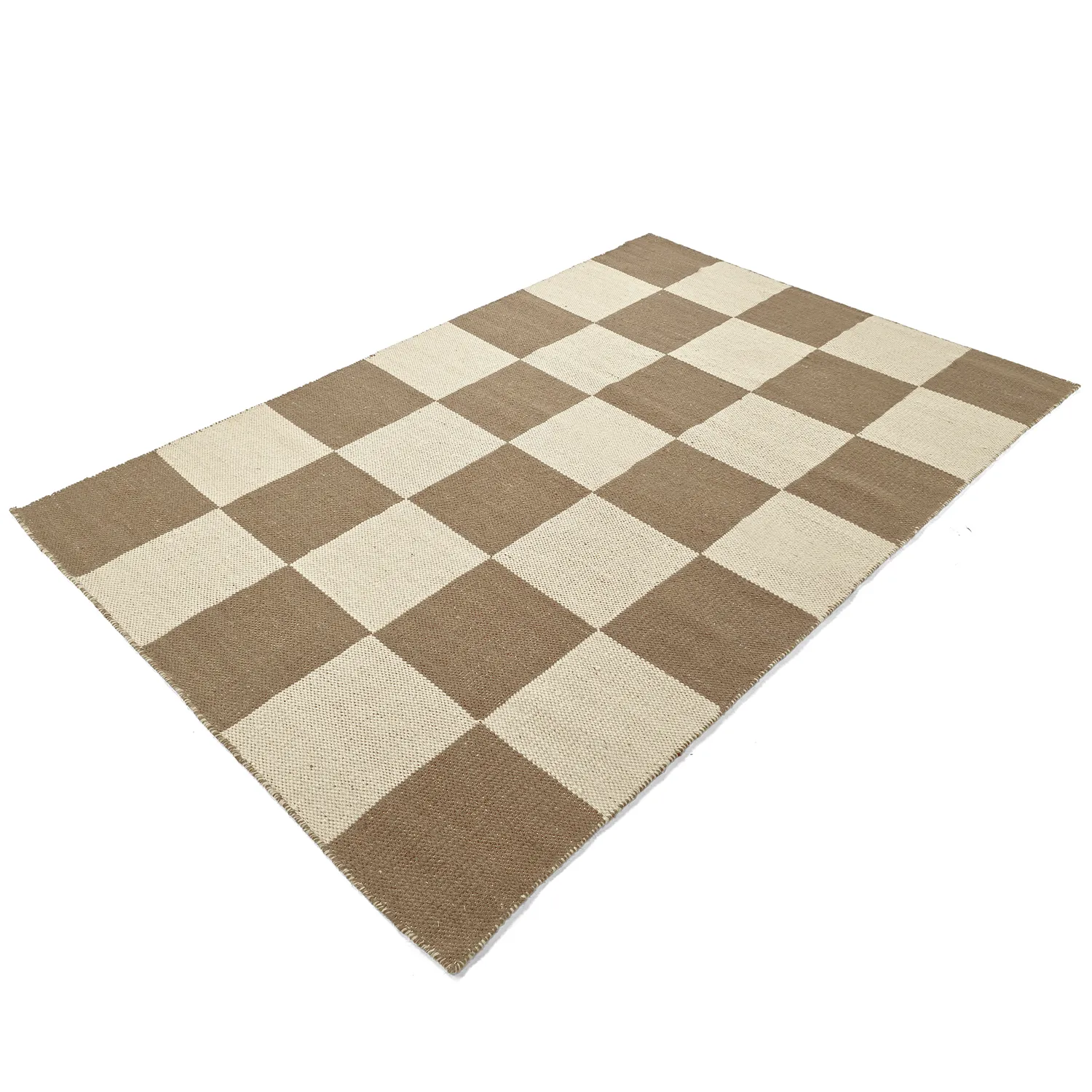 Alfombra de Lana - Scacco (marrón/beige)