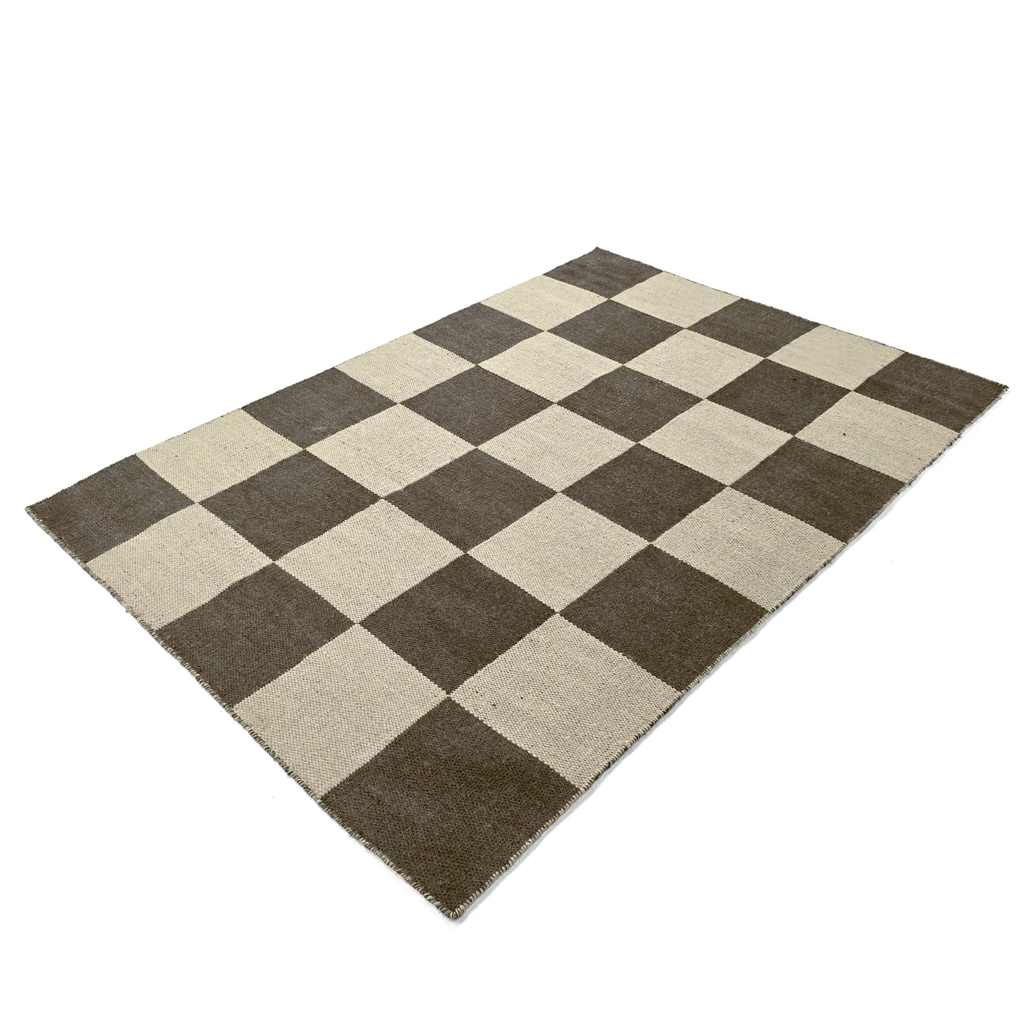 Alfombra de Lana - Scacco (negro/beige)