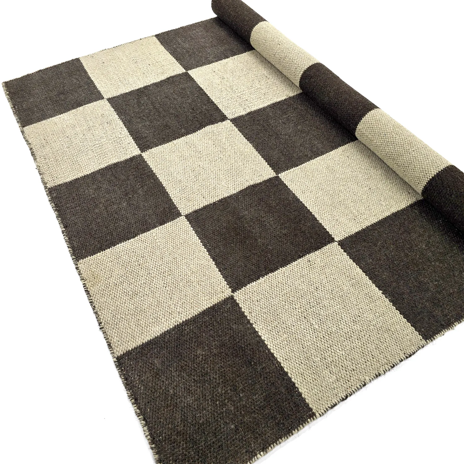 Alfombra de Lana - Scacco (negro/beige)