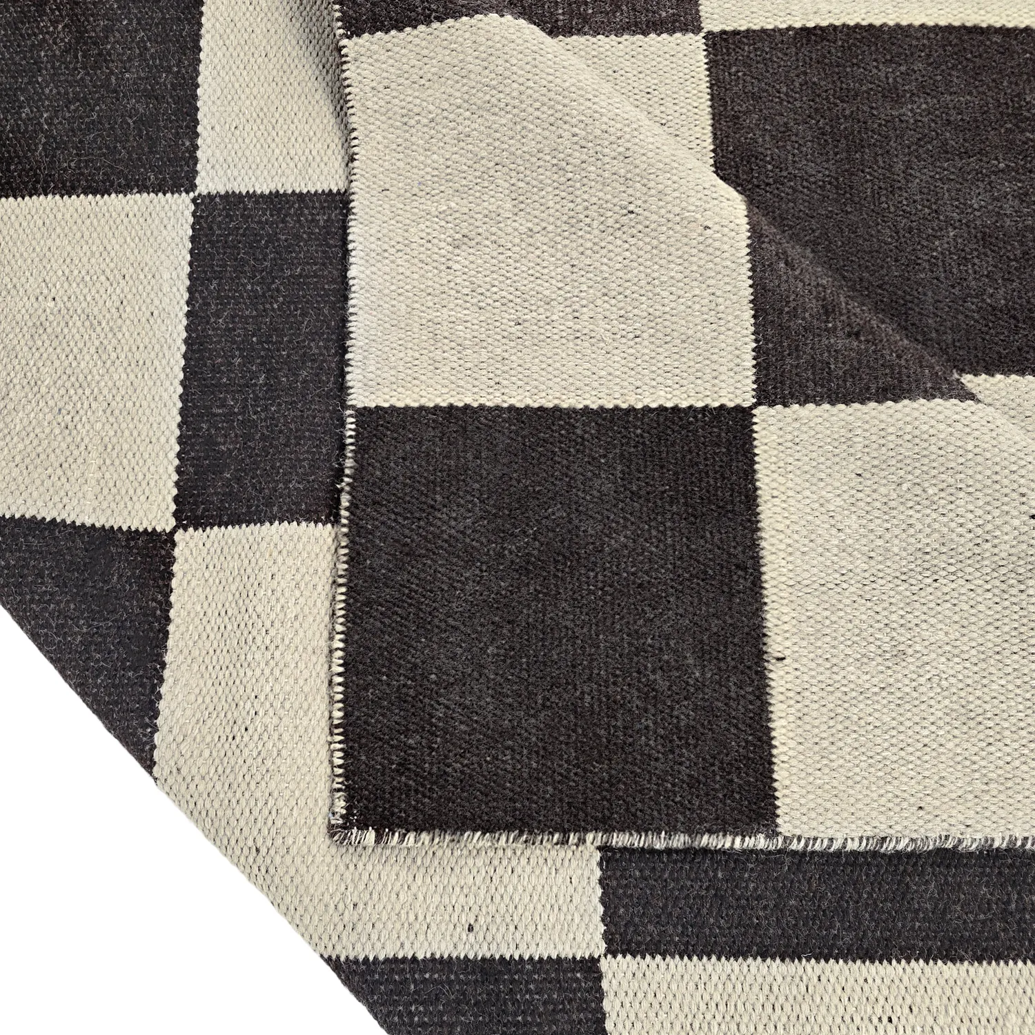 Alfombra de Lana - Scacco (negro/beige)