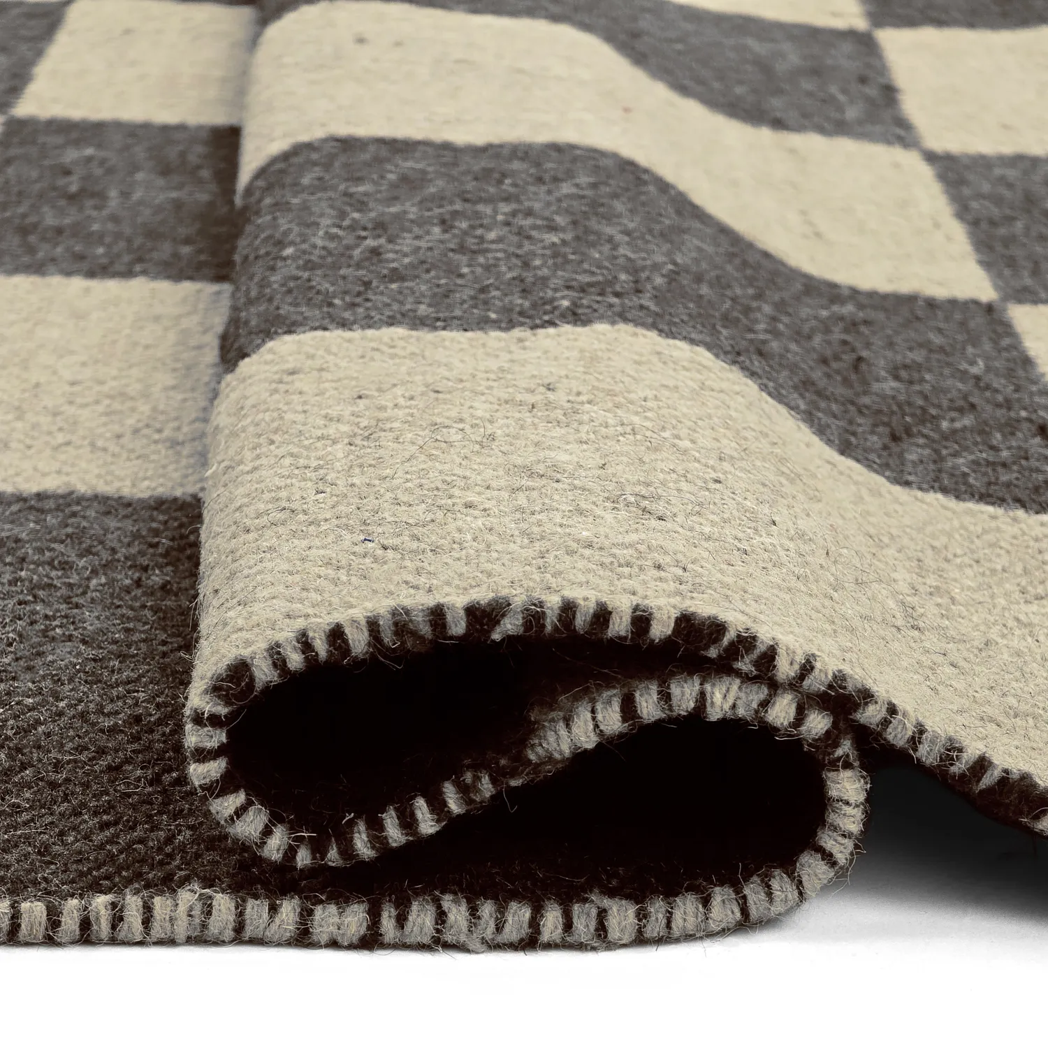 Alfombra de Lana - Scacco (negro/beige)