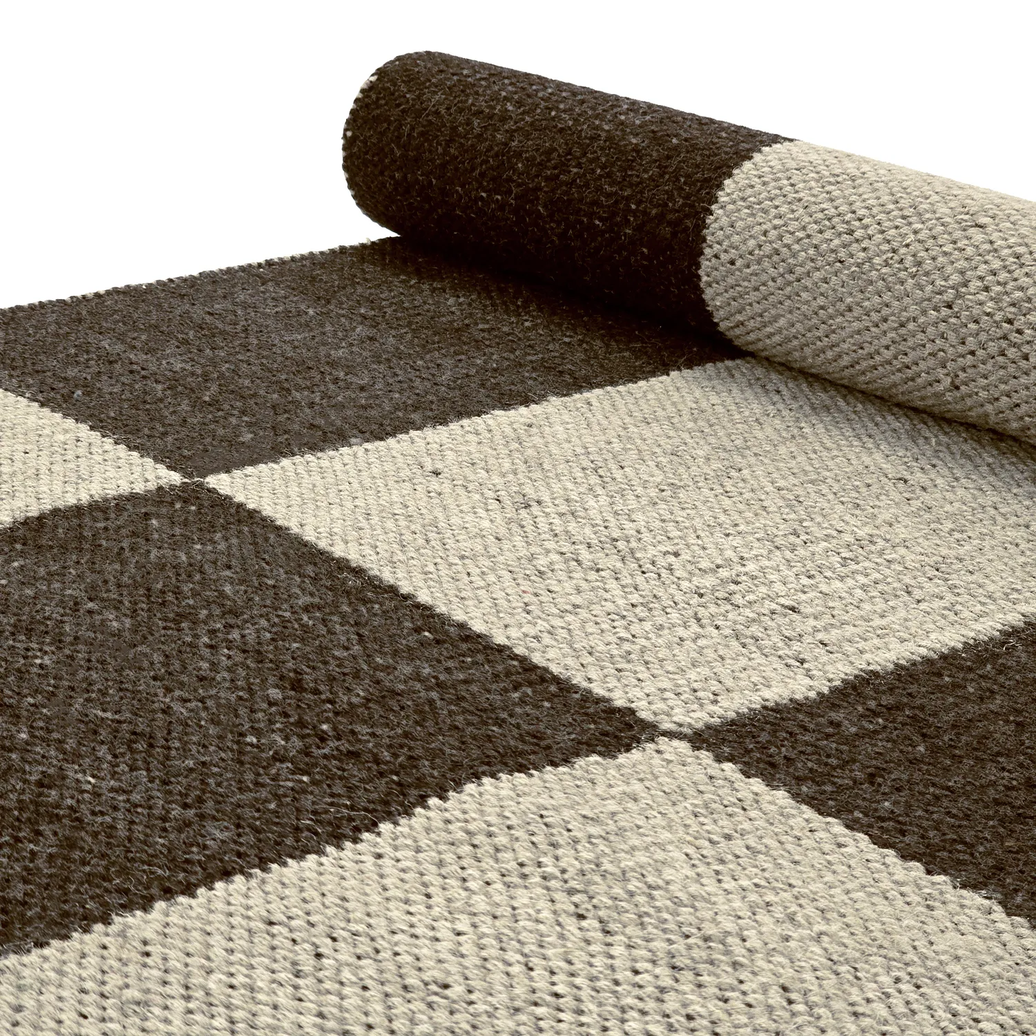 Alfombra de Lana - Scacco (negro/beige)