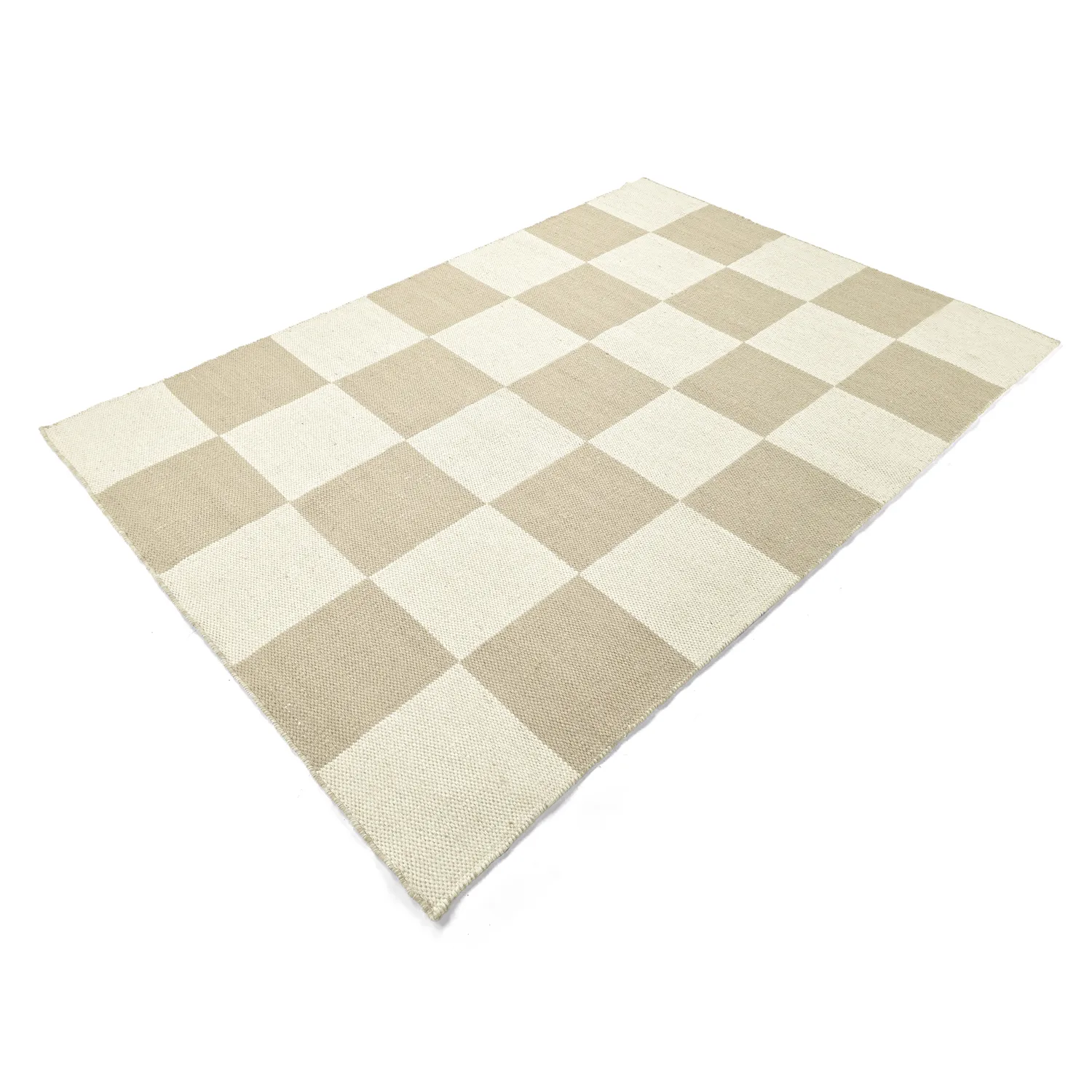 Alfombra de Lana - Scacco (blanco/beige)
