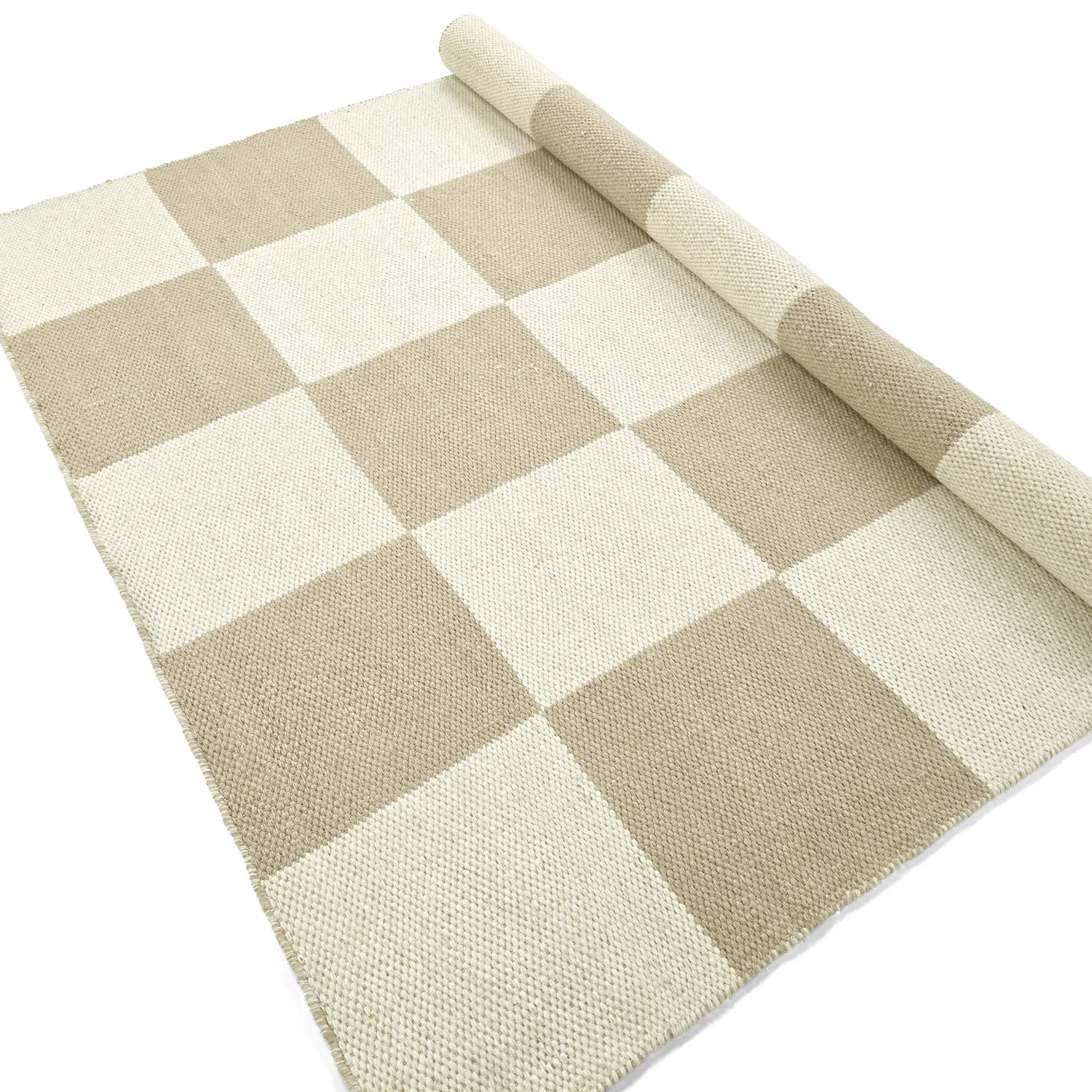Alfombra de Lana - Scacco (blanco/beige)