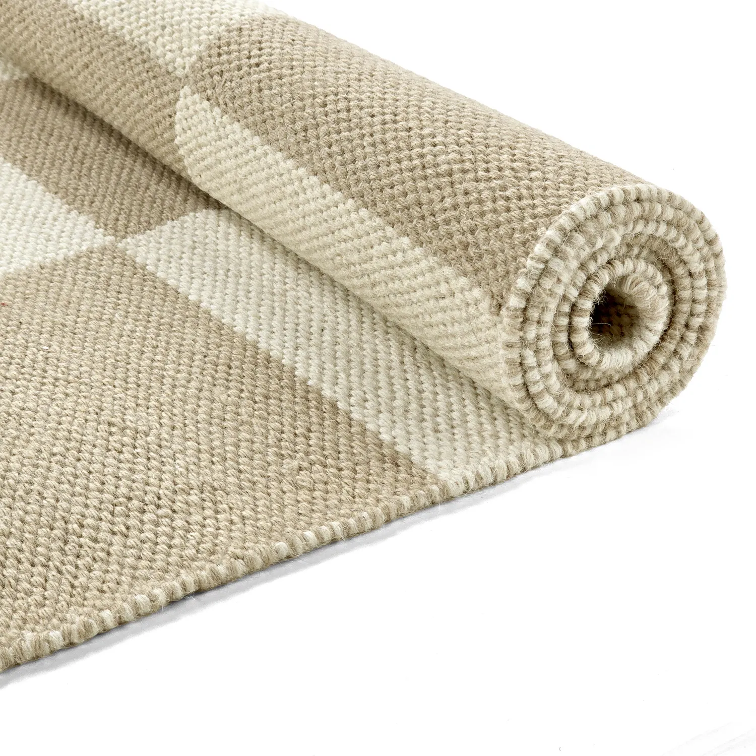 Alfombra de Lana - Scacco (blanco/beige)