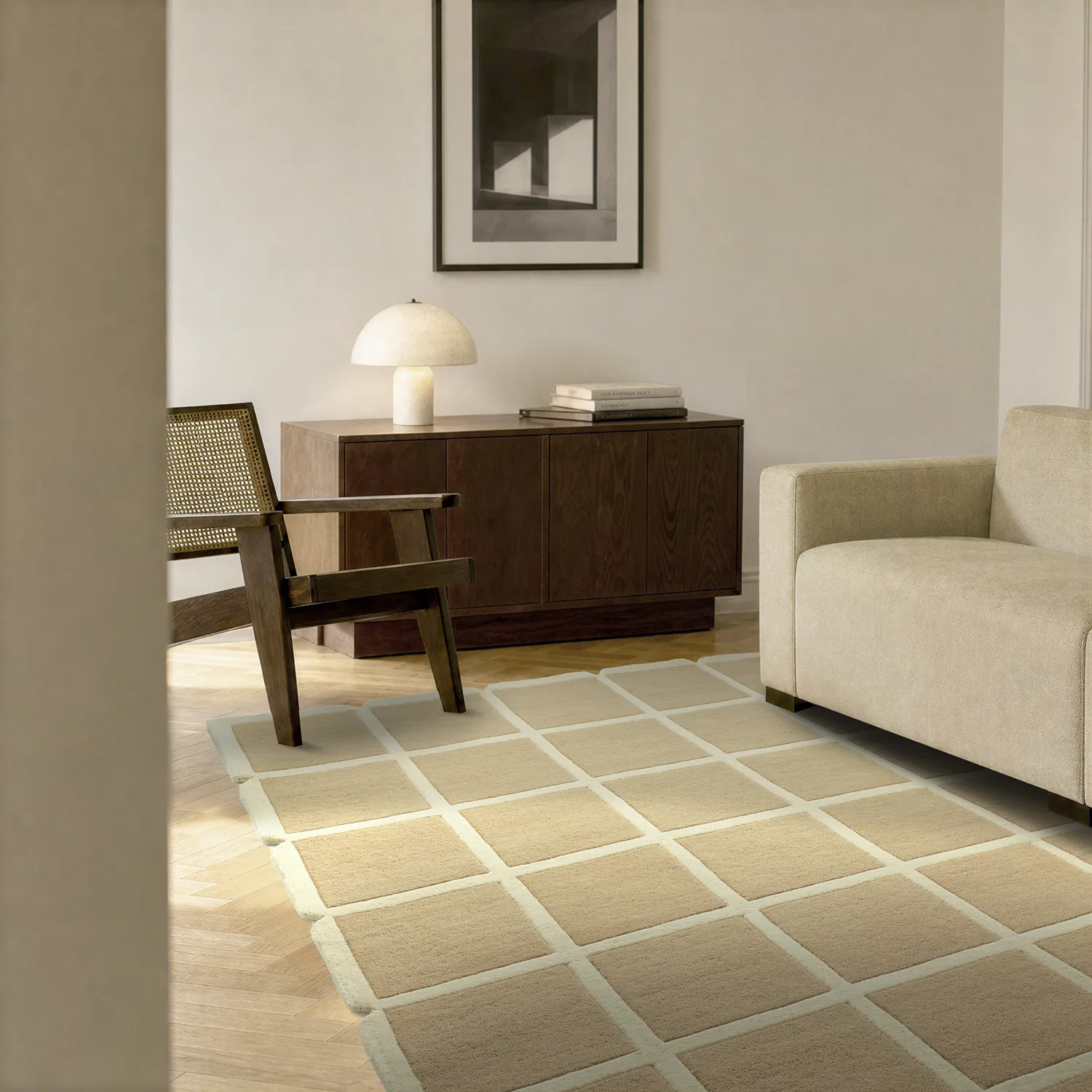 Alfombra de Lana - Syl Hand Tufted Wool Premium (beige/crema)