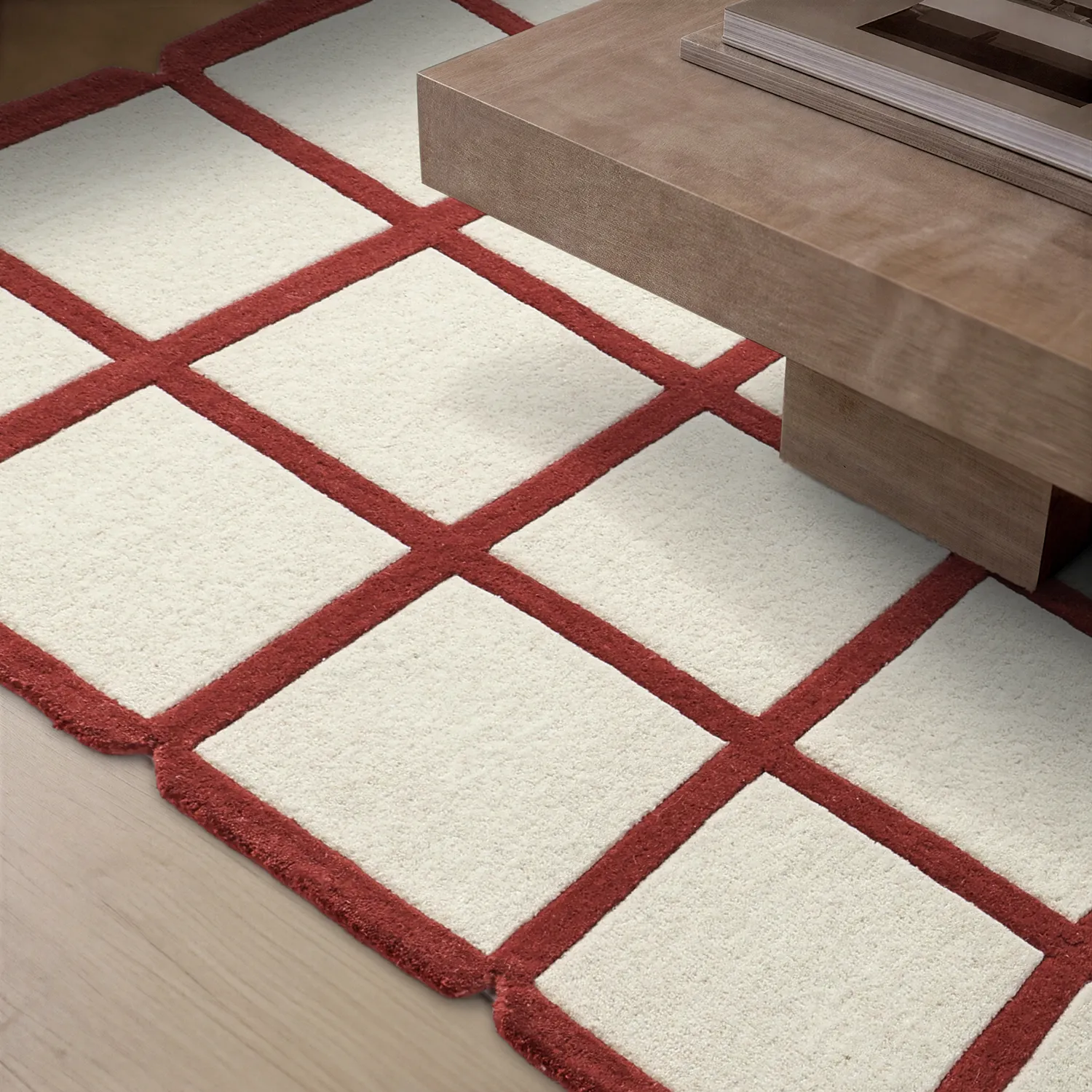 Alfombra de Lana - Syl Hand Tufted Wool Premium (rojo/blanco)