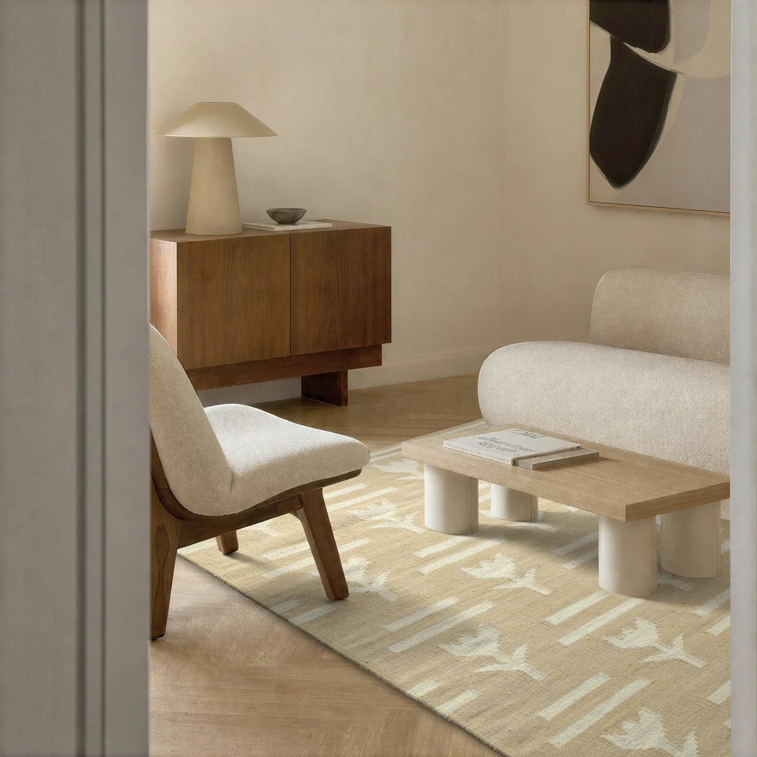 Alfombra de Lana - Tomar (beige/crema)
