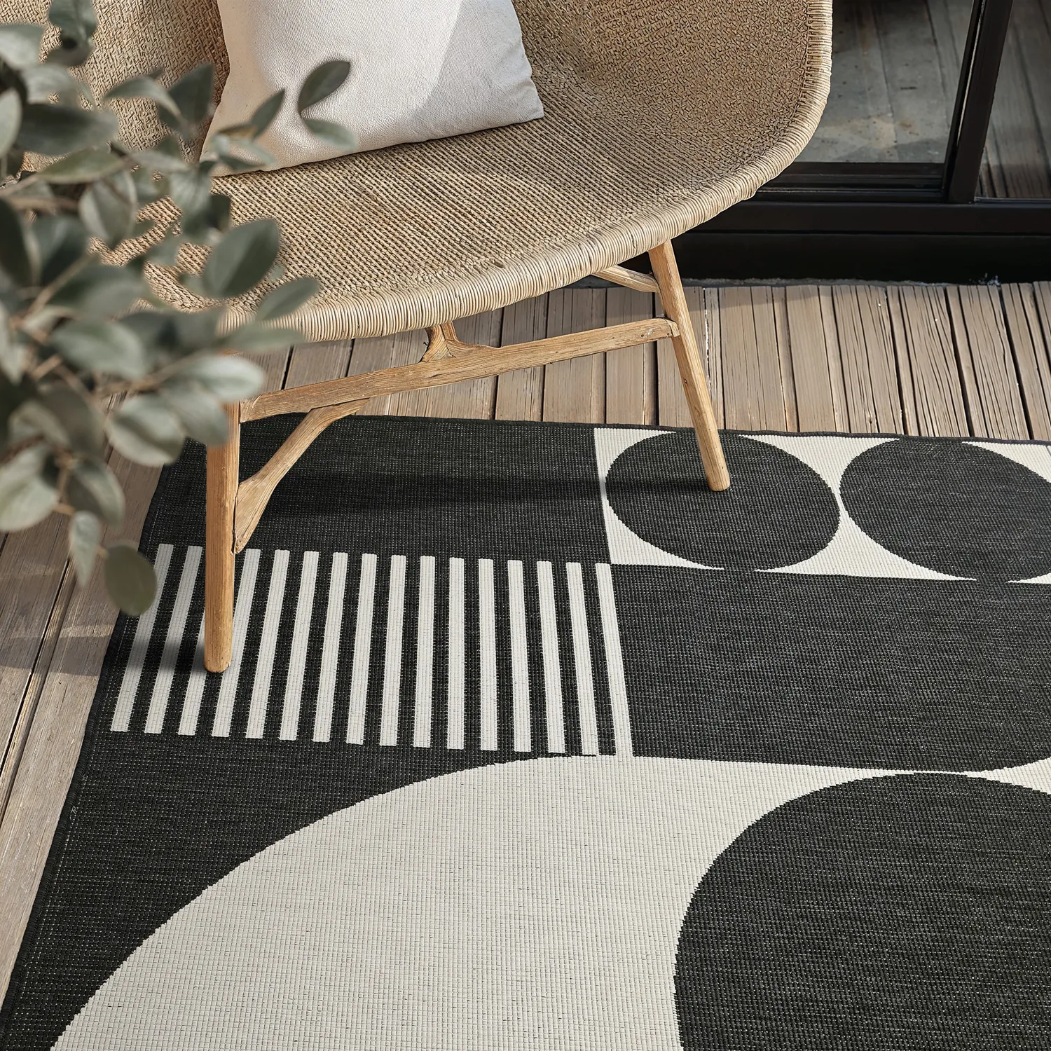 Alfombras de Interior/Exterior - Aurora (negro/blanco)