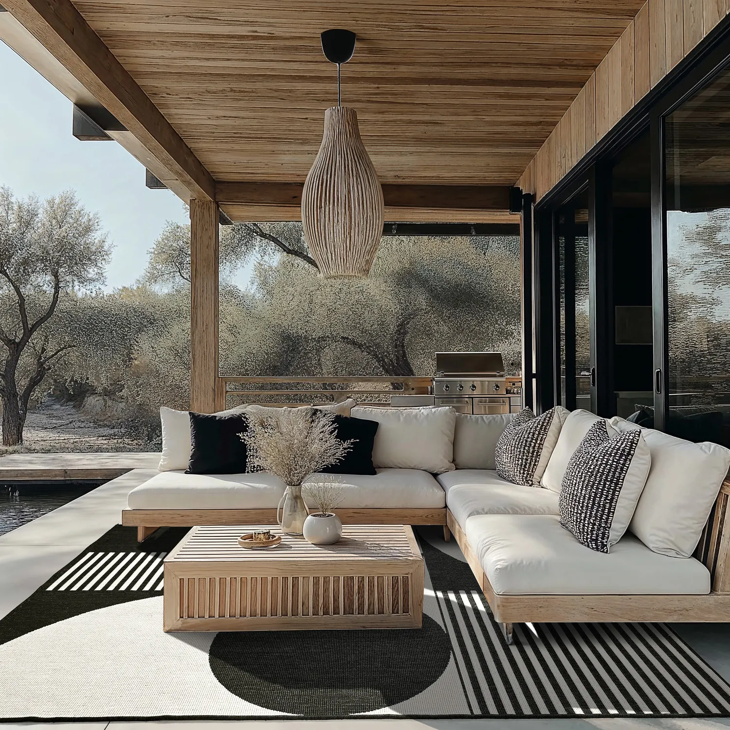 Alfombras de Interior/Exterior - Aurora (negro/blanco)