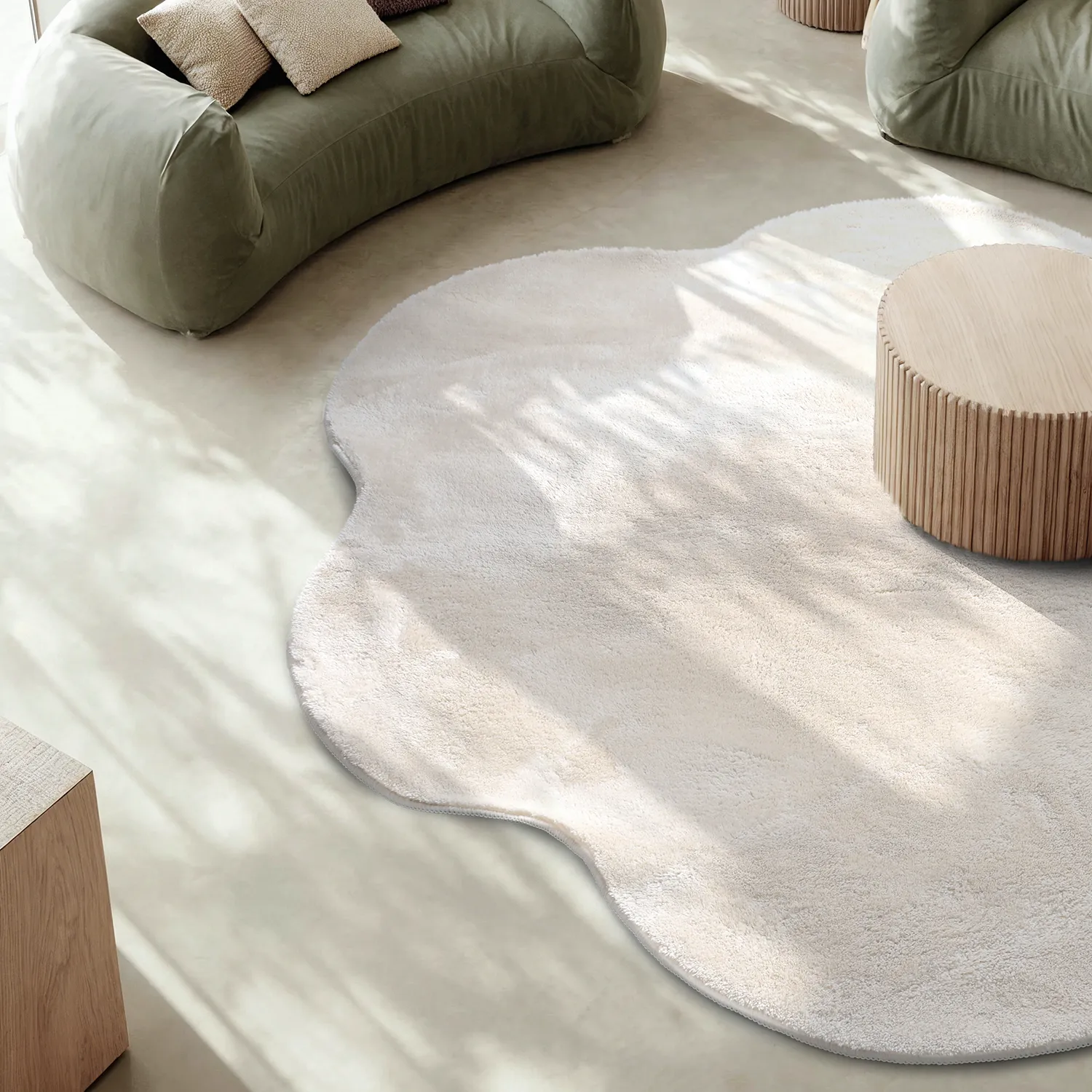Alfombra Redonda Ondulada - Aranga Super Soft Fur (beige)