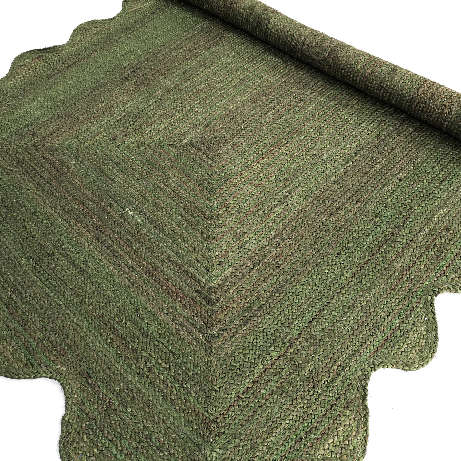 Alfombra de yute ondulada - San Francisco (verde militar)