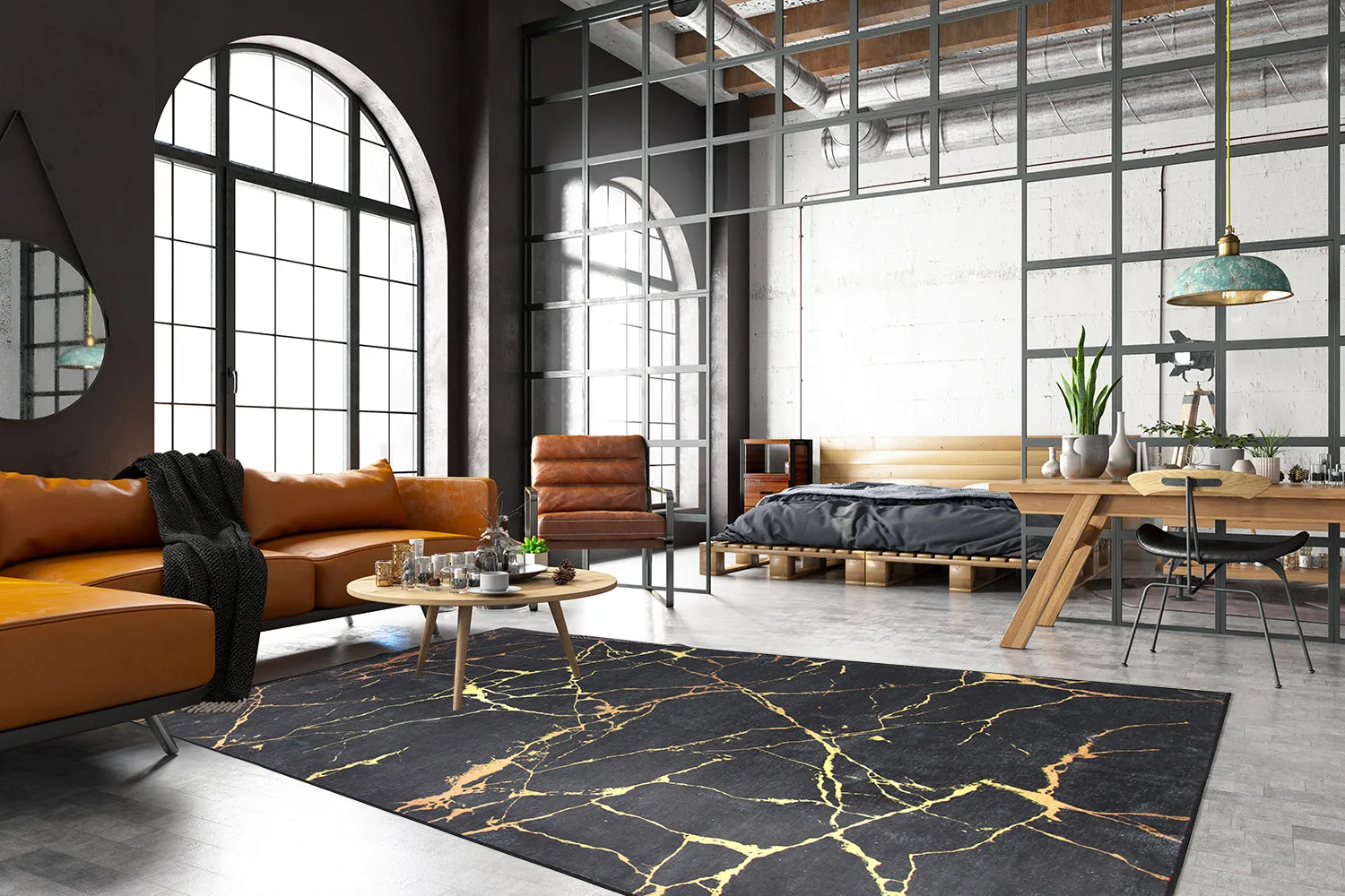 Alfombra Wilton - Vieste (antracita/oro)