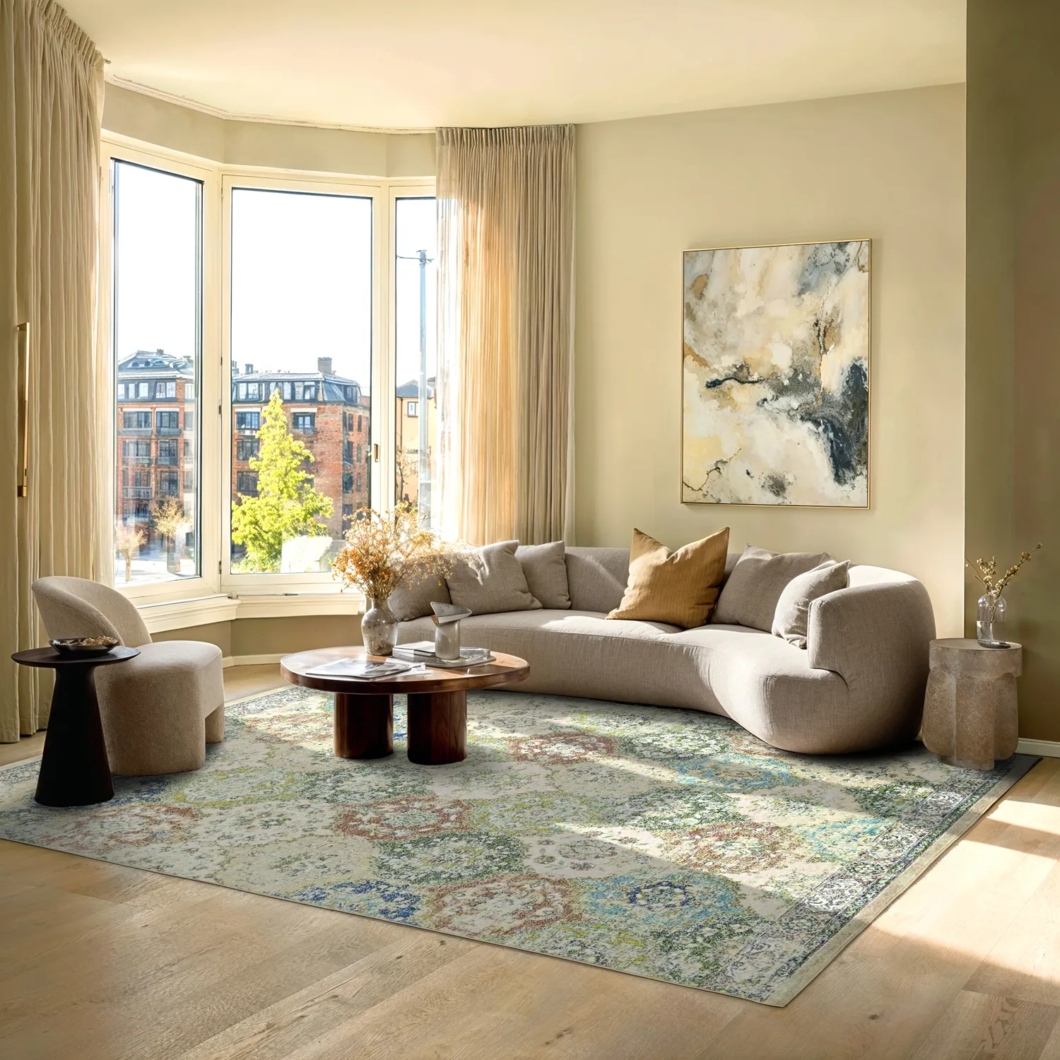 Alfombra Wilton - Bohemia (verde/multicolor)