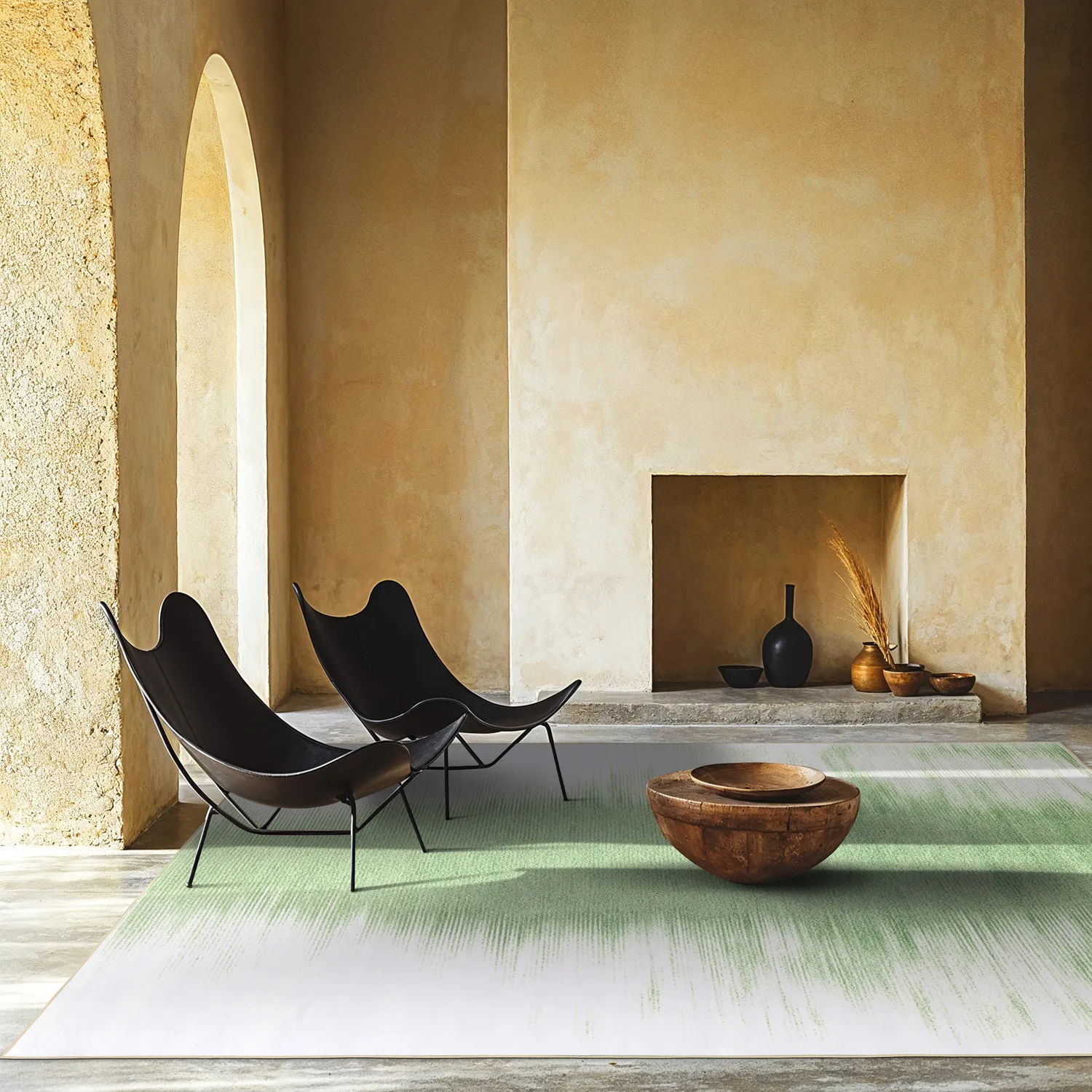 Alfombra Wilton - Cara (verde claro/beige)