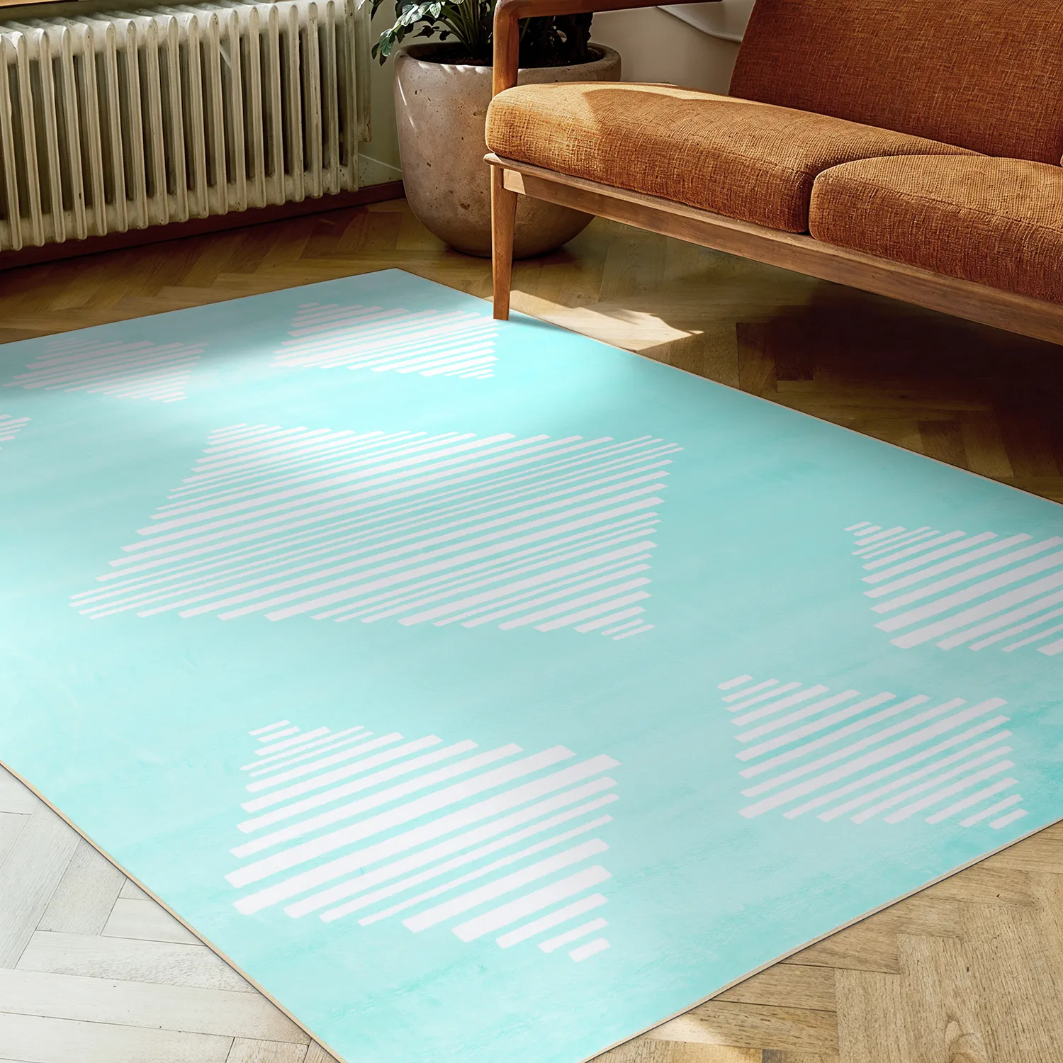 Alfombra Wilton - Carmen (azul claro/blanco)
